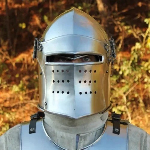 Medieval Knight Steel Close Helmet Armet Helmet Cosplay & Roleplay Handmade Gift