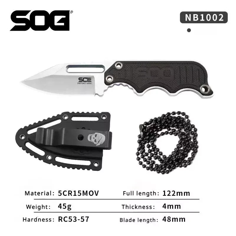 SOG Instinct Mini EDC Full Tang Fixed Blade G10 Knife & Sheath – USA SELLER
