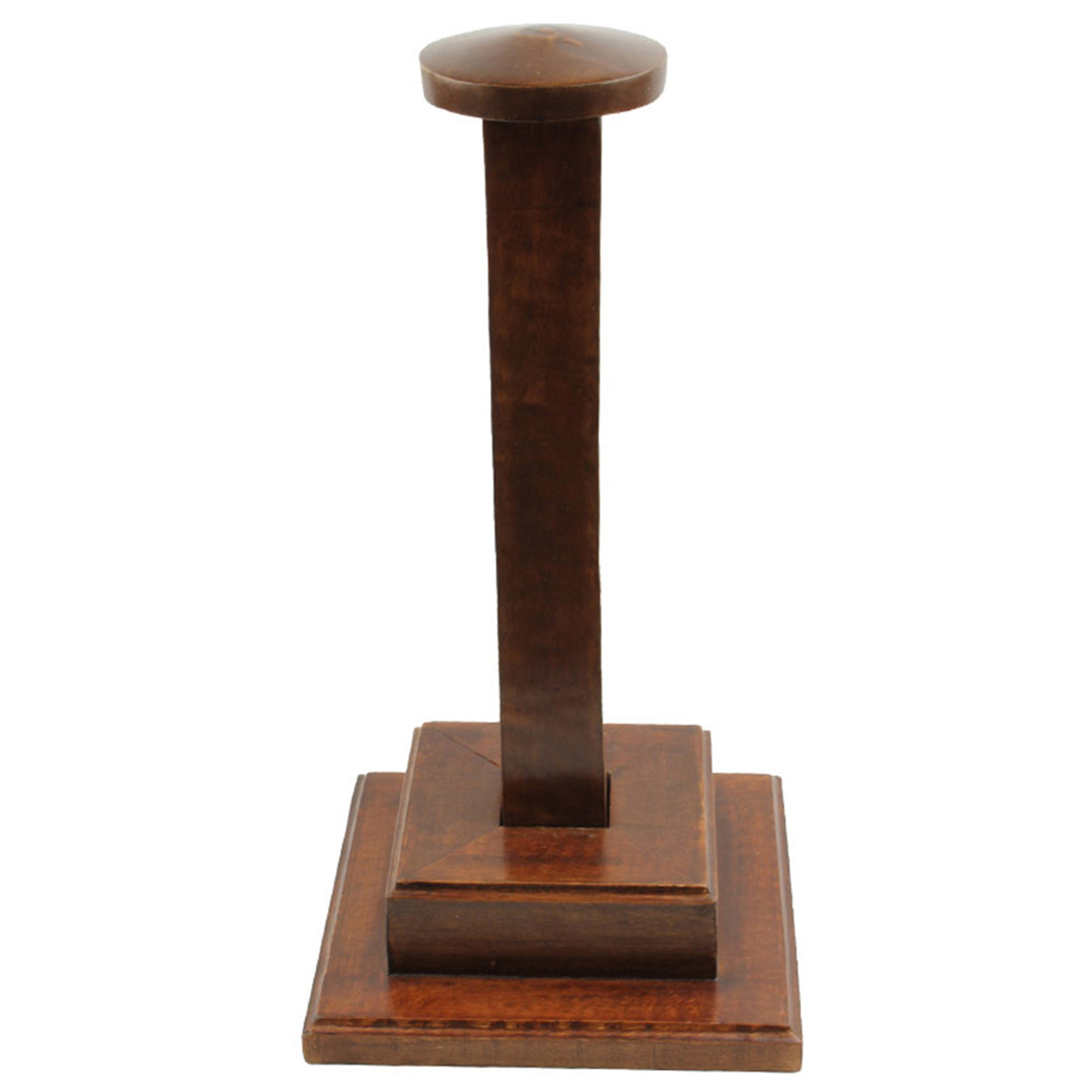 MANGO WOOD HELMET ARMOR STAND | HANDCRAFTED SQUARE BASE POLISHED WOOD DISPLAY