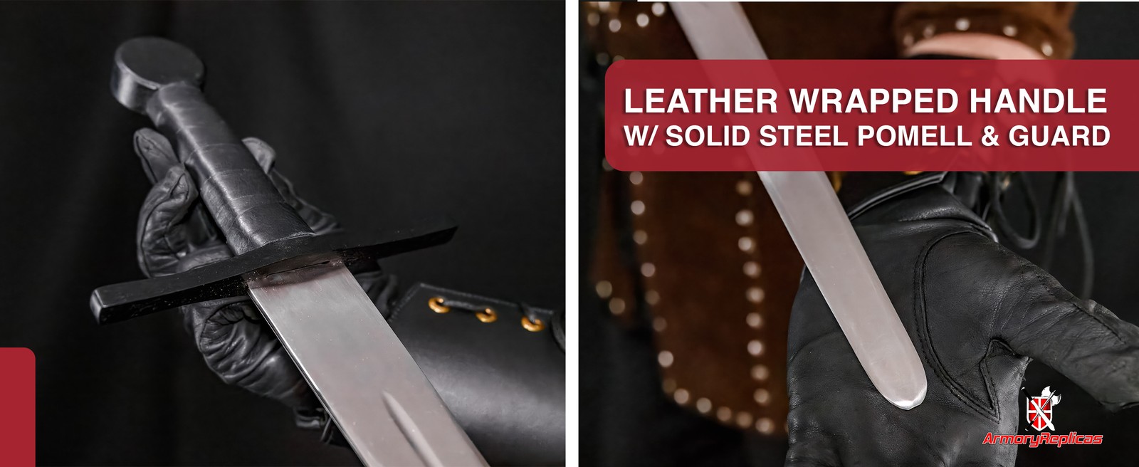 Medieval Sword w/ Leather Sheath Hand Forged Full Tang Dual Tone Handle