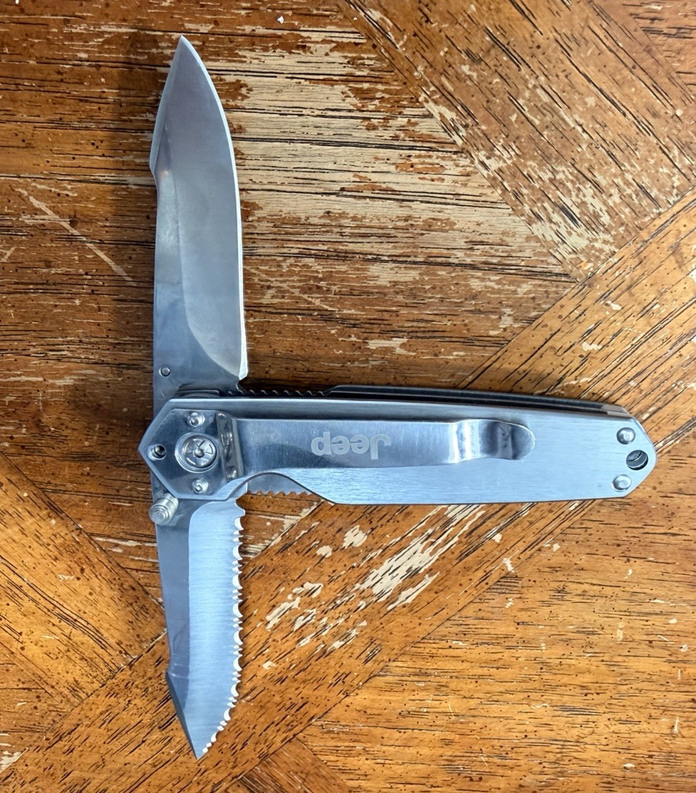 Vintage Jeep Logo Folding Pocket Knife – Stainless Steel, Branded Merchandise