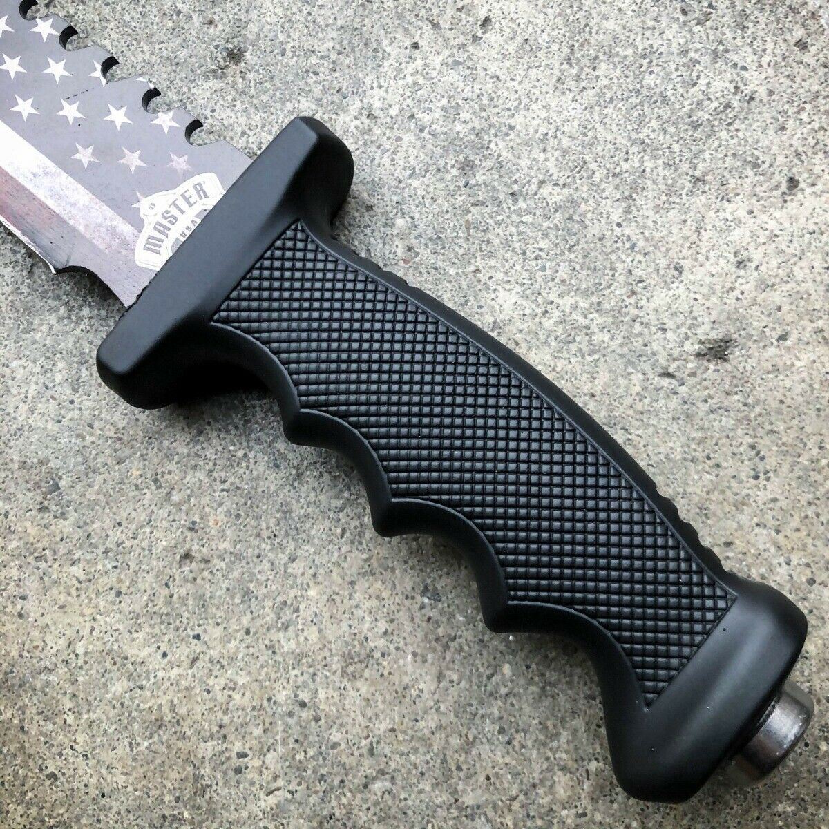 12.5 Military Tactical USA AMERICAN FLAG Fixed Blade Bowie Knife w/ Sheath NEW