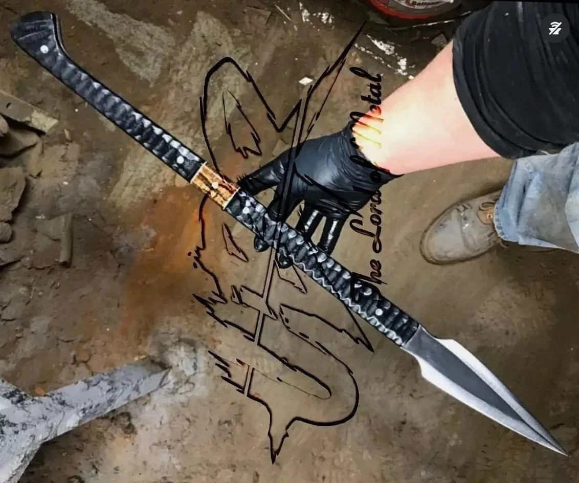 Custom Handmade Carbon Steel Full Tang Hunting Viking Spear For Outdoor Camping