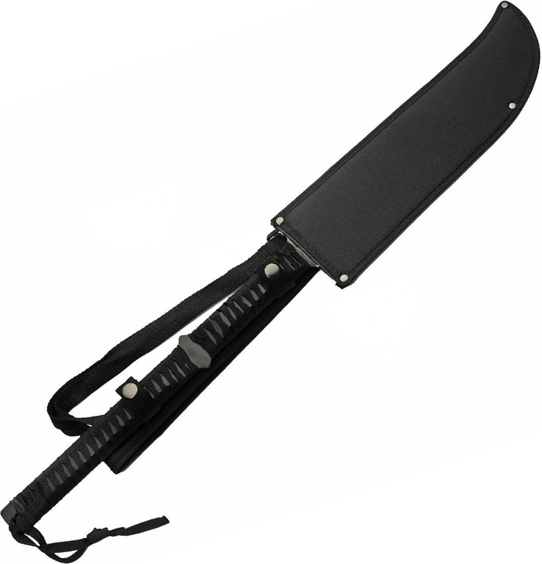 Fantasy Bloodspike Machete 2-Handed Black Red/Blood Blade 27.5in Overall +Sheath