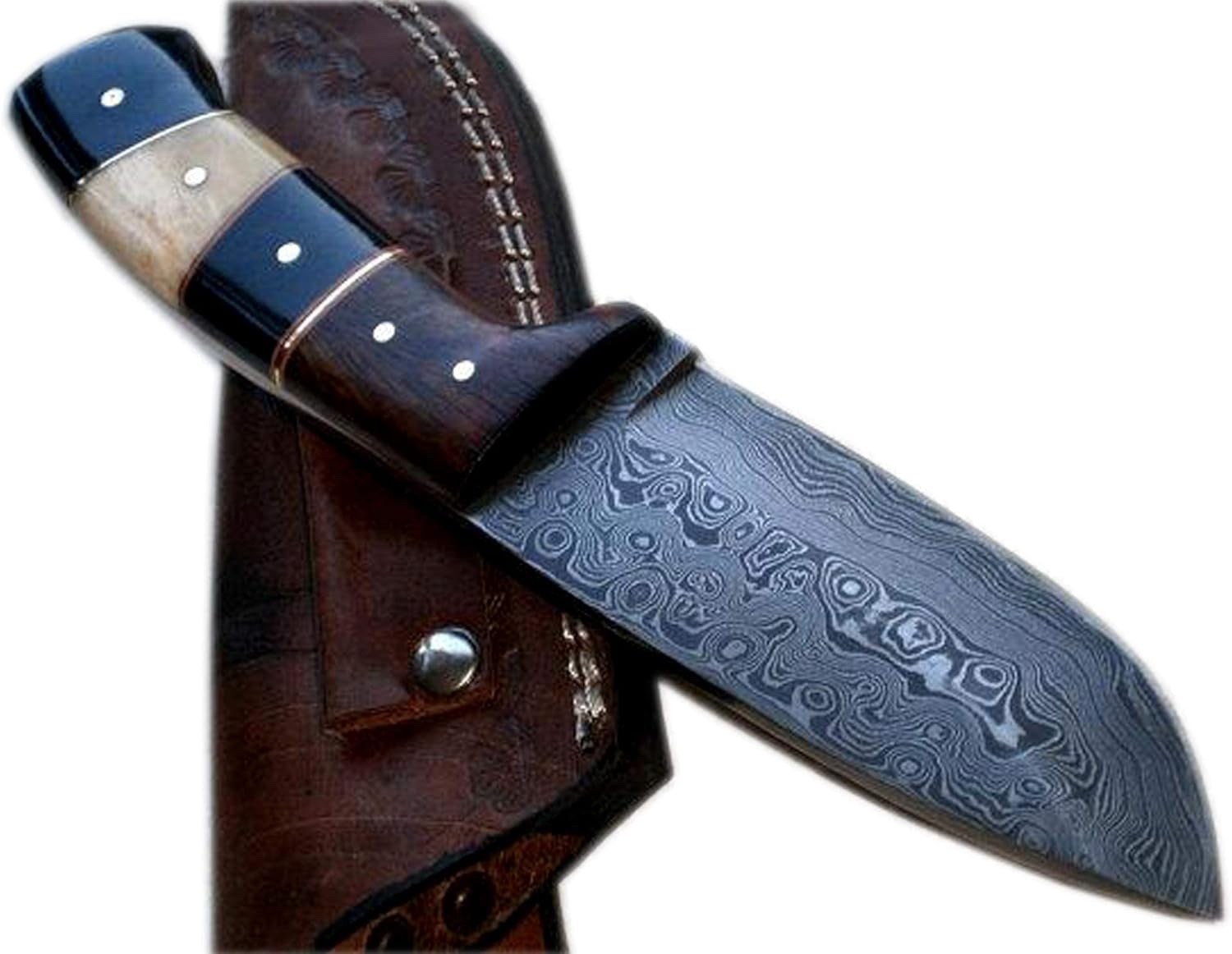 Damascus Steel Knife Handmade 8 Inches Wood/Bone/Horn Handle Knife Camping Knife