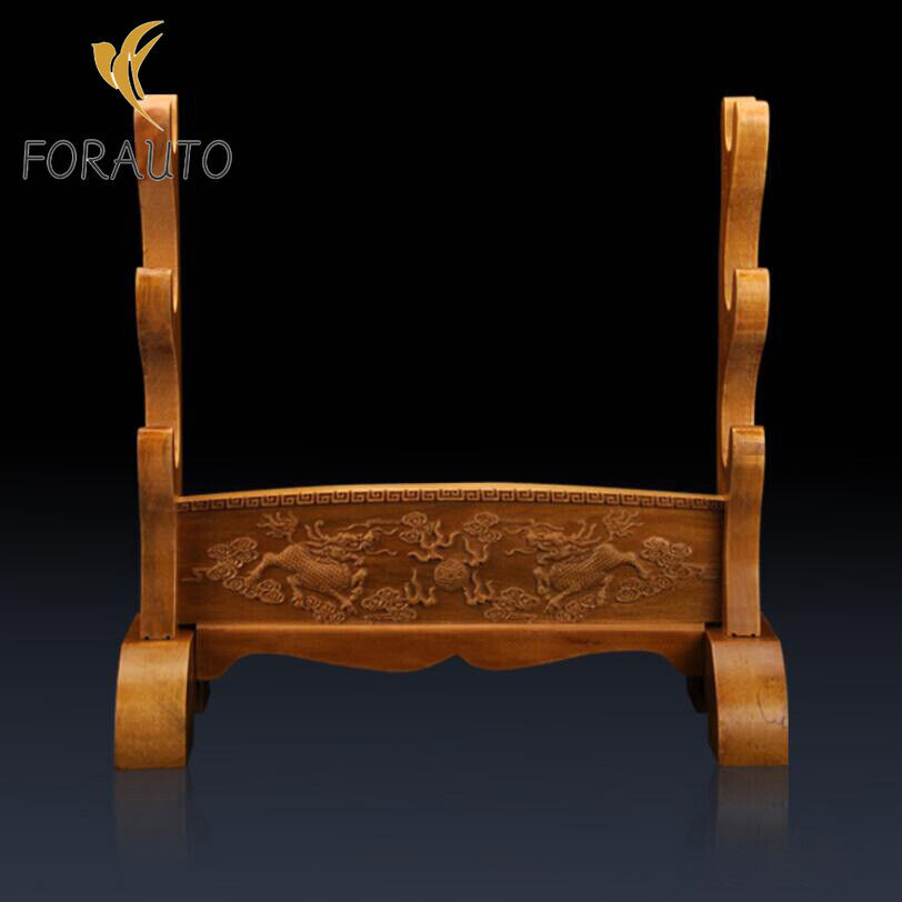 Wood Samurai Sword Katana Holder Stand Display Rack China Dragon Carved 1-3 Tier