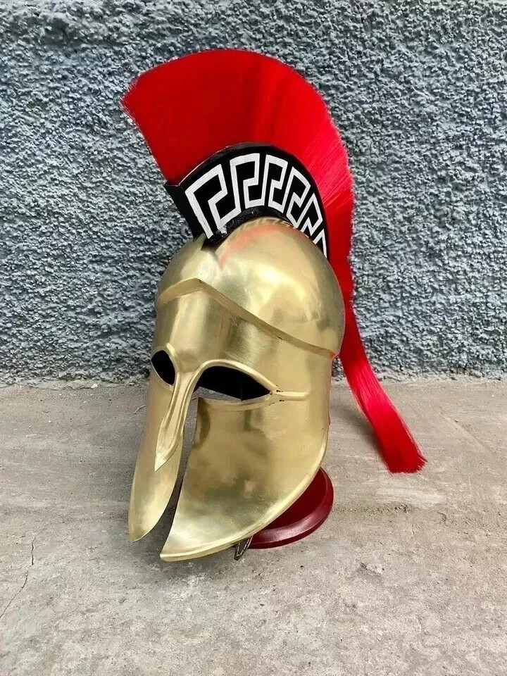 Helmet Medieval Knight Greek Corinthian Helmet Armor With Red Plume Halloween