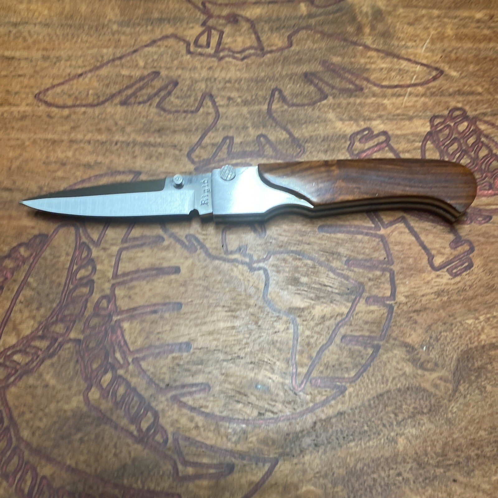 Vintage/Rare Rigid Knife RG-5 Top Lock – Wood Scales Folding Pocket Knife- Japan