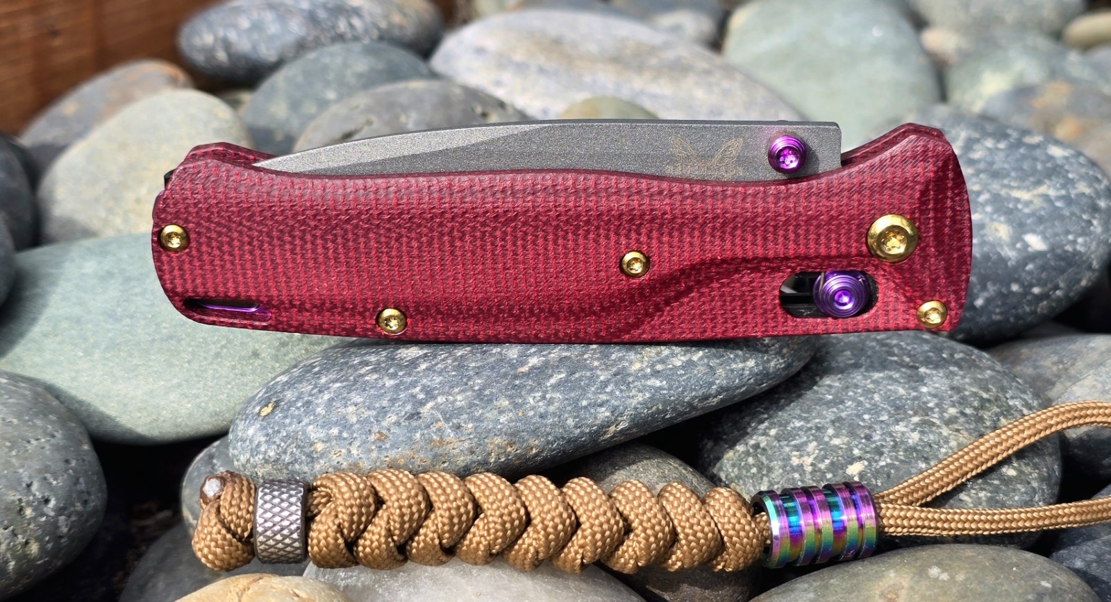 Benchmade 535GRY-1 Bugout – S30V 3.24″ Micarta CUSTOM «RED Velvet» + TITANIUM x5
