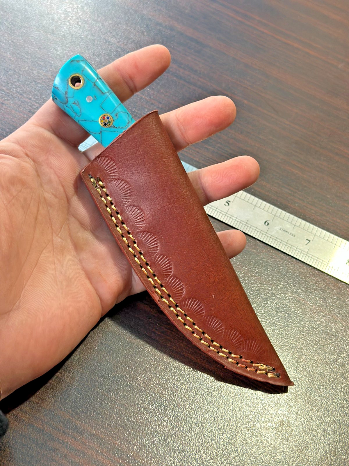 Handmade D2 STEEL Custom risen Hunting Camping Sport Skinner Knife W/Sheath2548