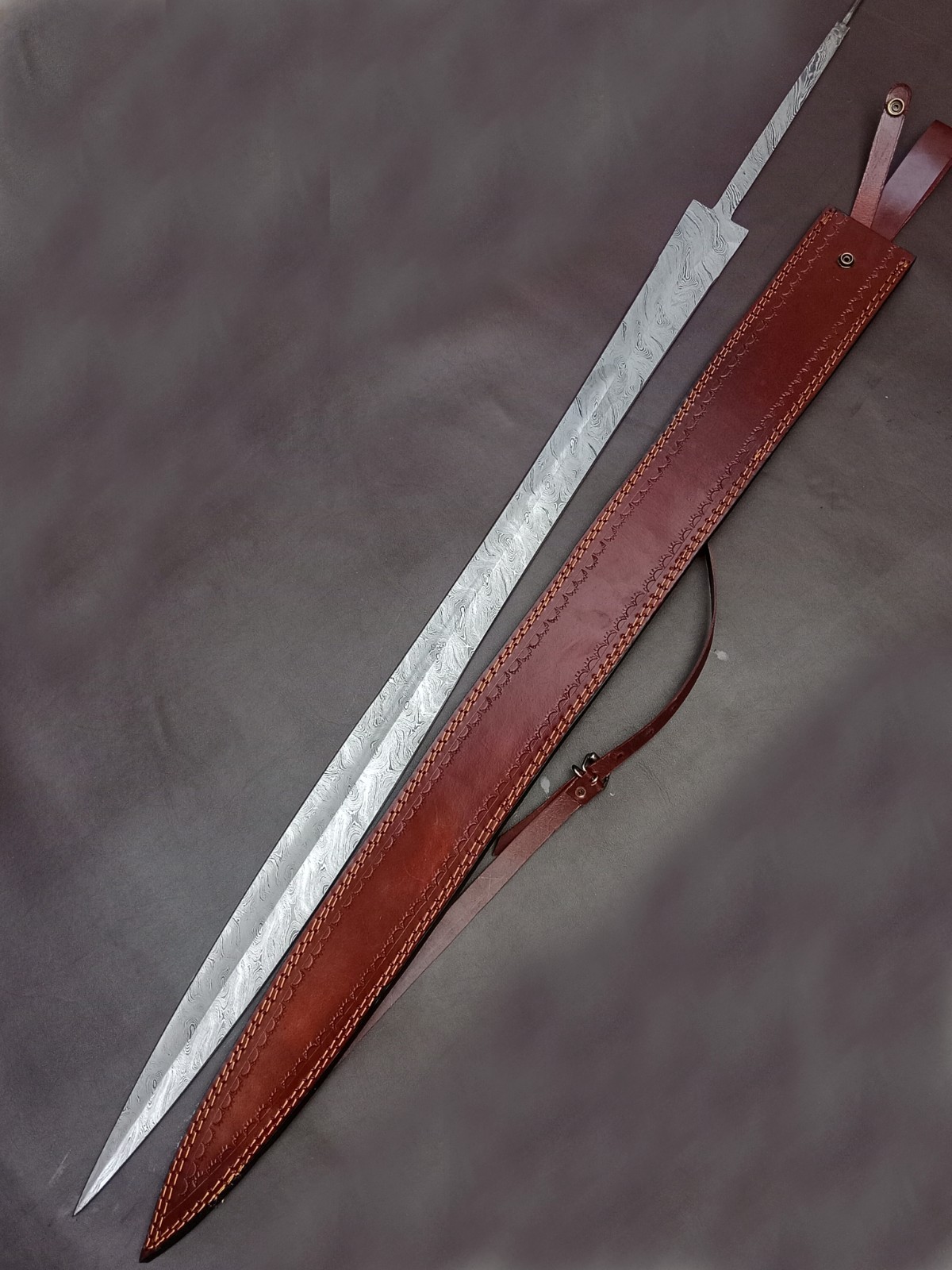 44 inch Custom Hand Forged FULL TANG Damascus Sword Blank Blade Knife Making
