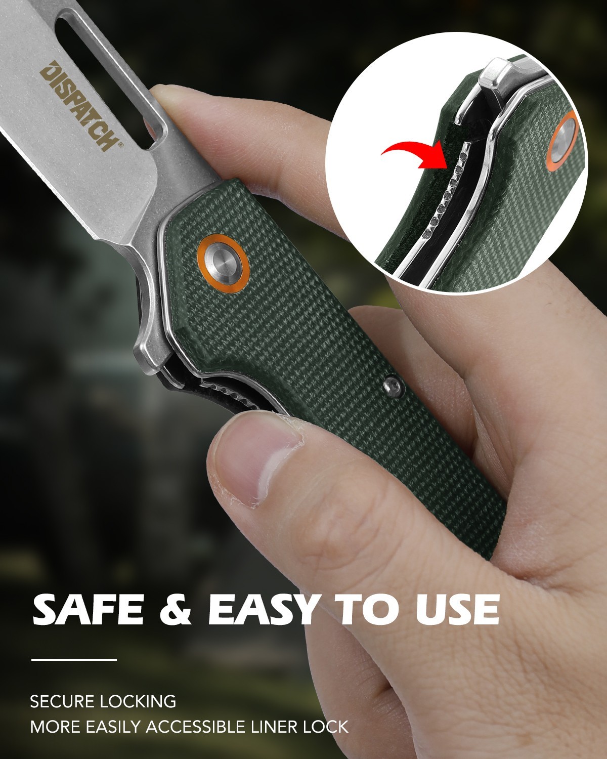 4.8″ Tactical Folding Knife with Pocket Clip, Green Micarta Handle, 8CR Blade
