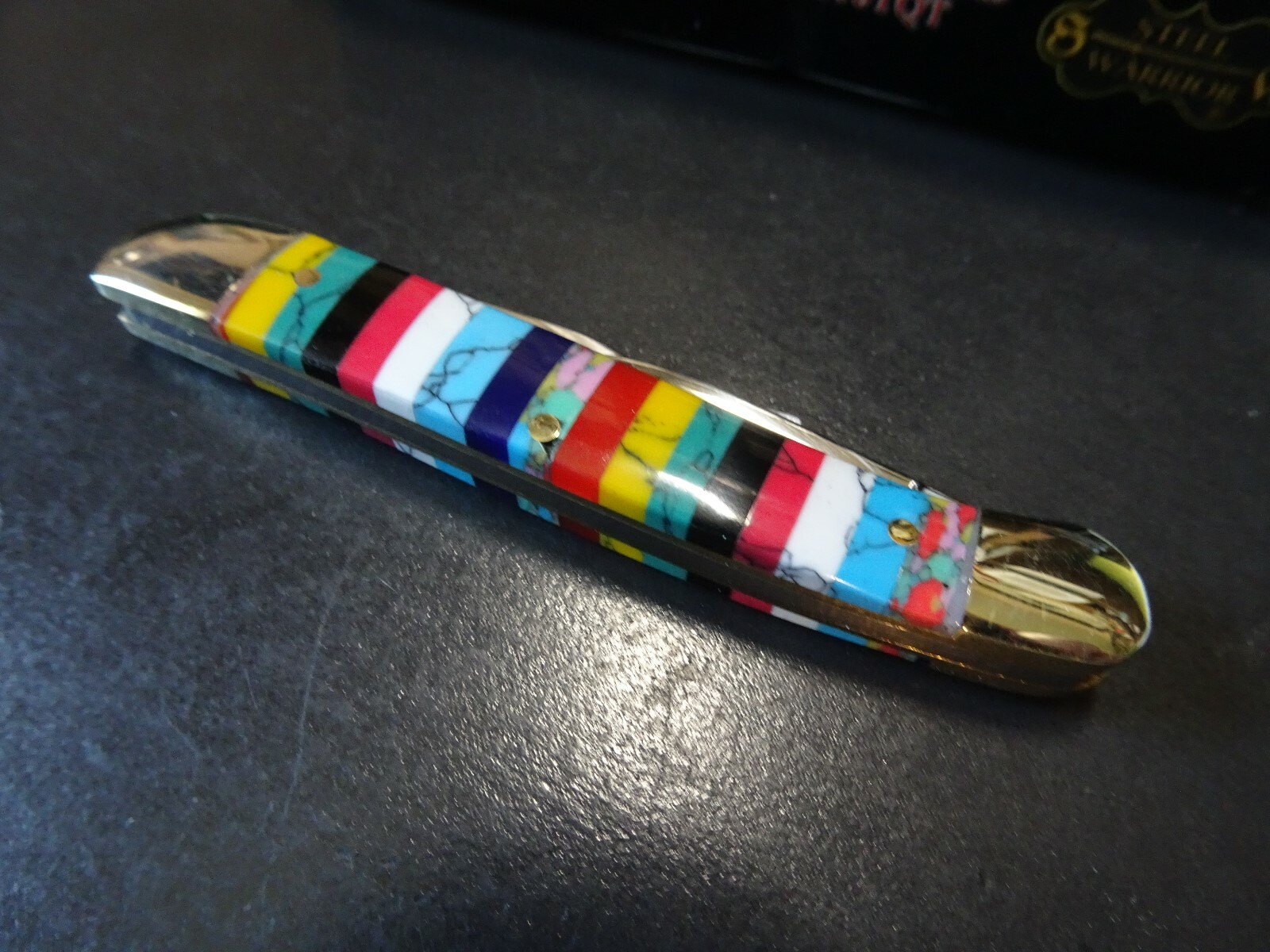 THE NEWEST STEEL WARRIORS 3″ LT COPPERHEAD MULTI-COLOR TURQUOISE HANDLE 2 BLADE