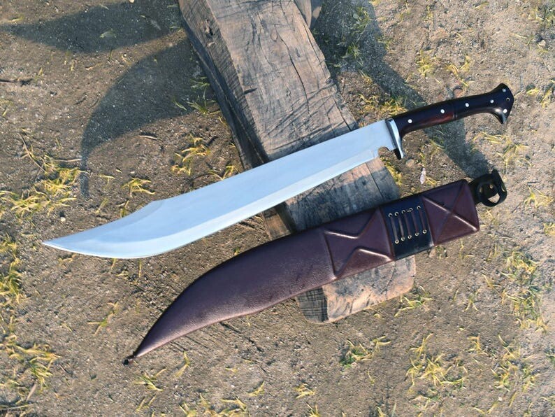 Custom Handmade Carbon Steel Blade Tactical Machete Sword| Hunting sword Camping
