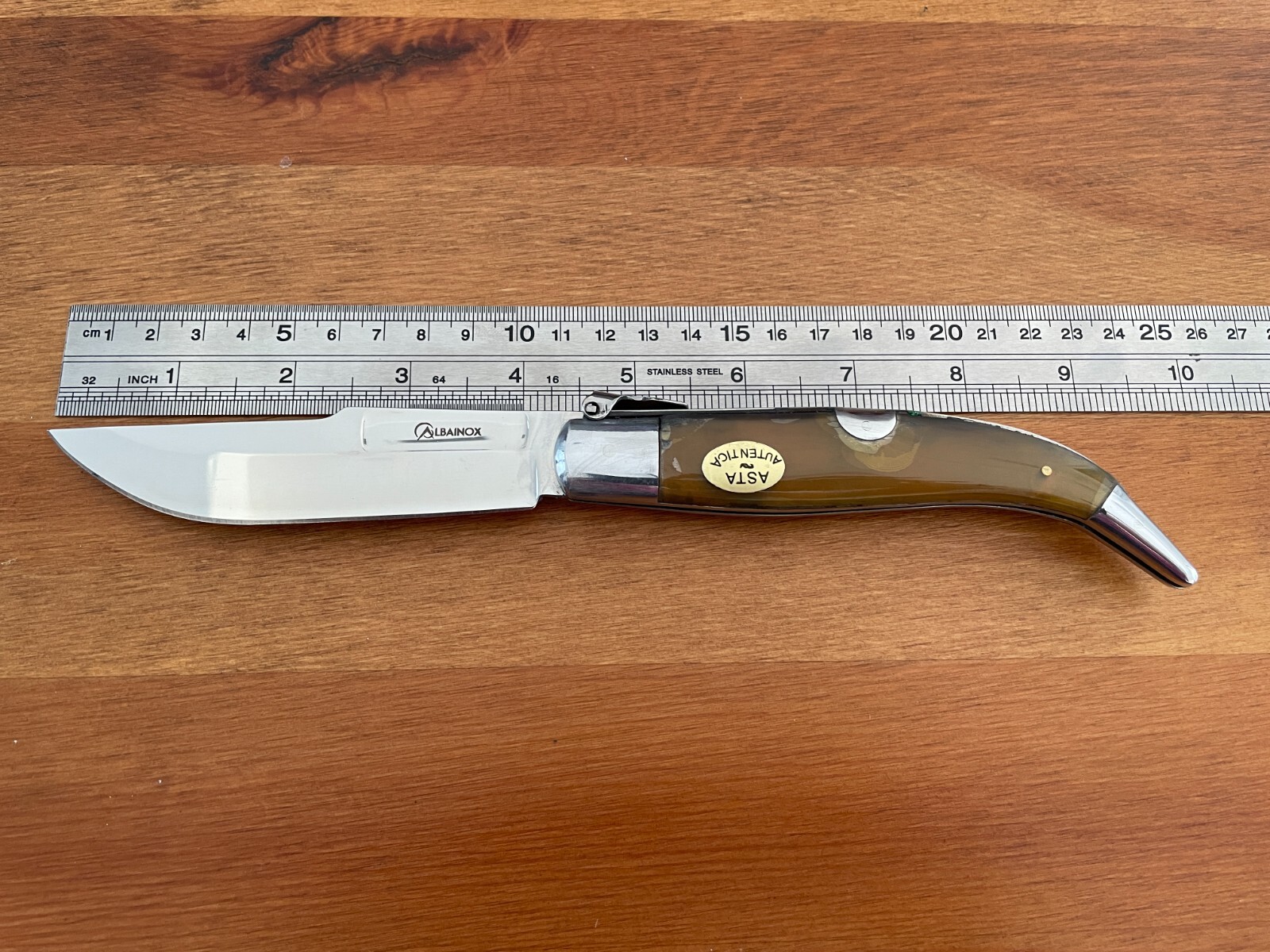 4.3″ Spanish Navaja Teja Pocket Knife Real Bull Horn Scales – USA Seller