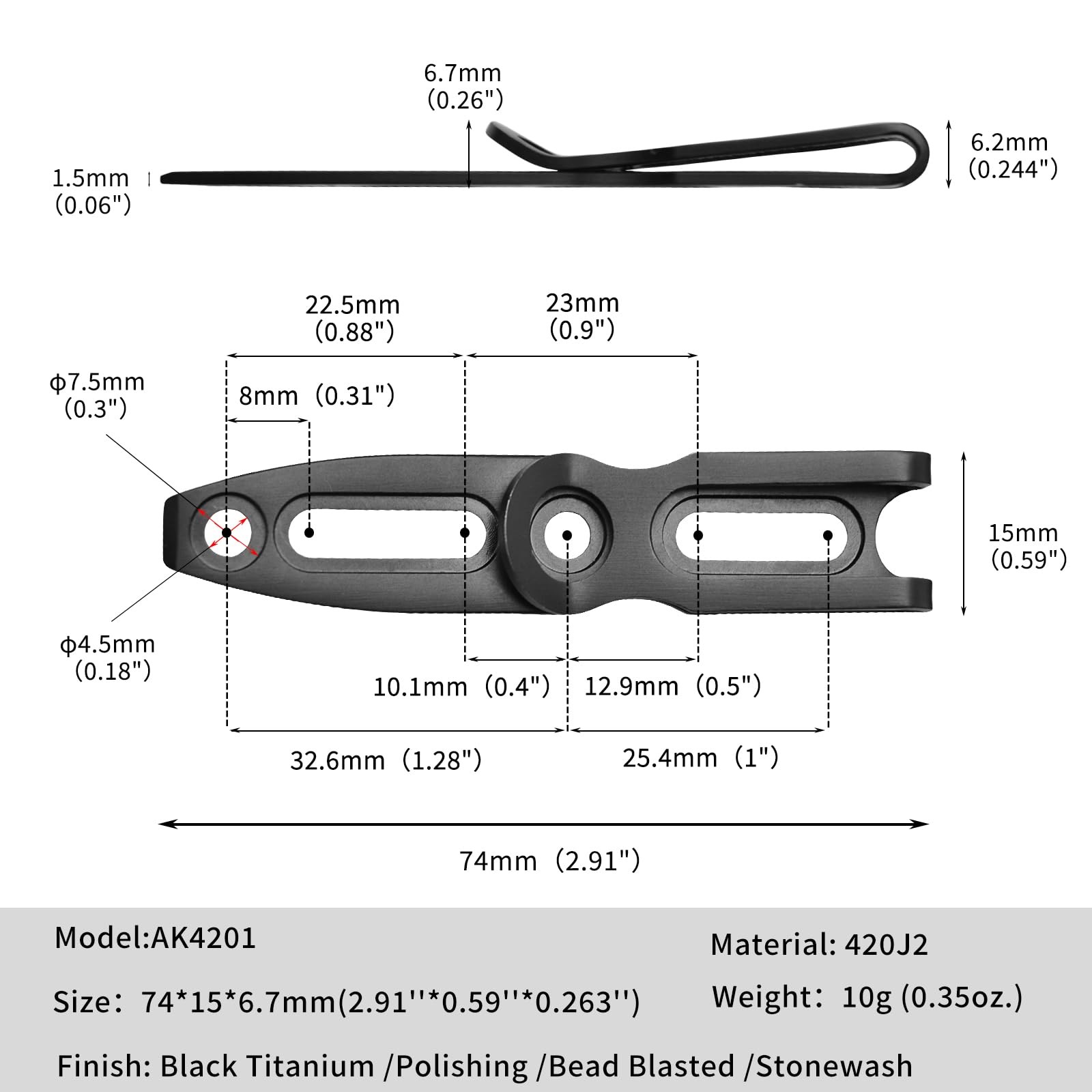 TONIFE Pocket Clip for Kydex Sheath Outdoor Knife Accessory with Multiple Hol…
