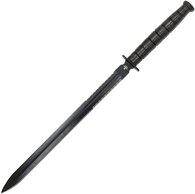 27″ WWII Combat USMC Style Black Tactical Fighter Sword with Sheath