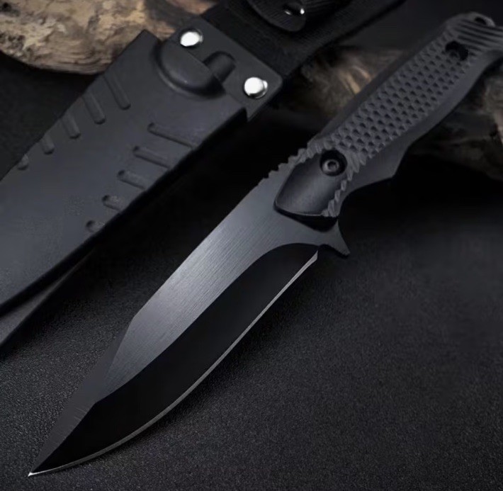 Protector 8” Inch Hunting Knife with Sheath Black Fishing Knife With Sheath