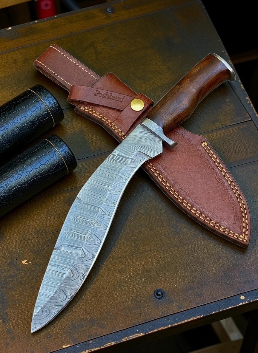 Handmade Damascus Steel 15.00 Inches Kukri Knife – Perfect Grip Wooden Handle