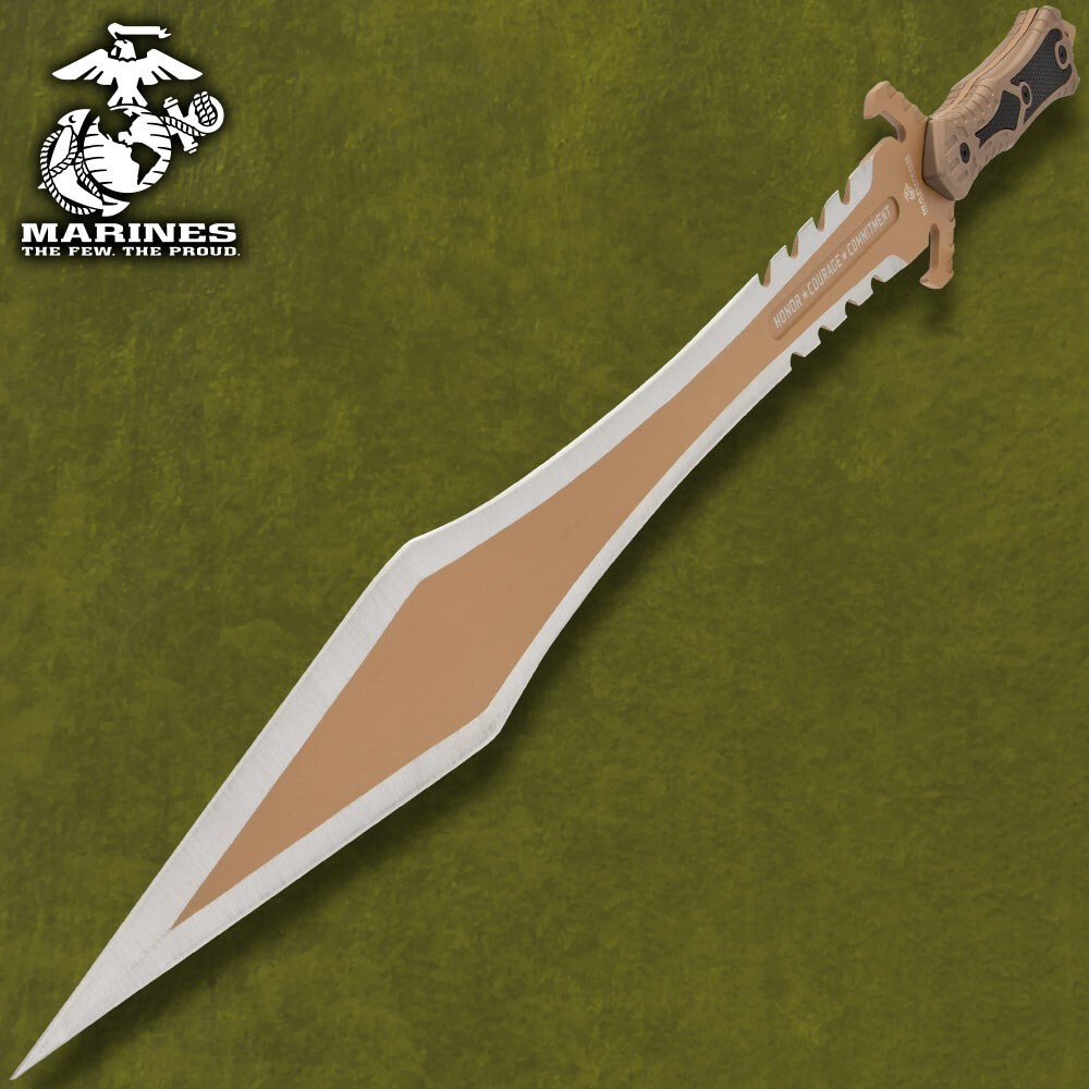 USMC Desert OPS Gladiator Sword, Sheath with Shoulder Strap, Officially Licensed