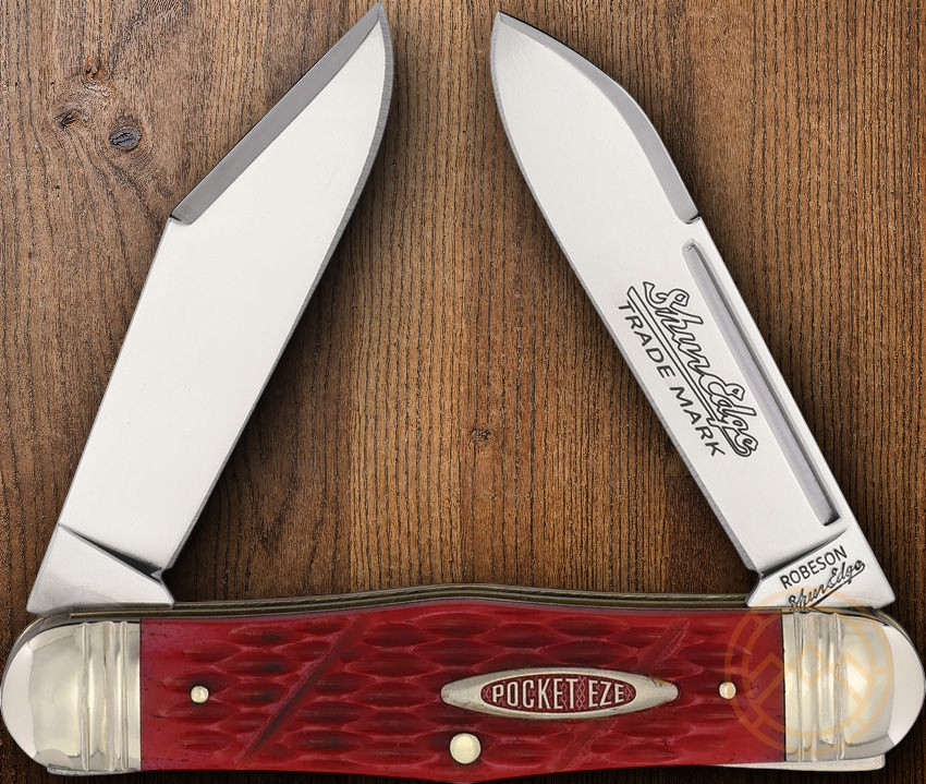 Robeson Swellcenter Moose Pocket Knife Stainless Steel Blades Jigged Bone Handle