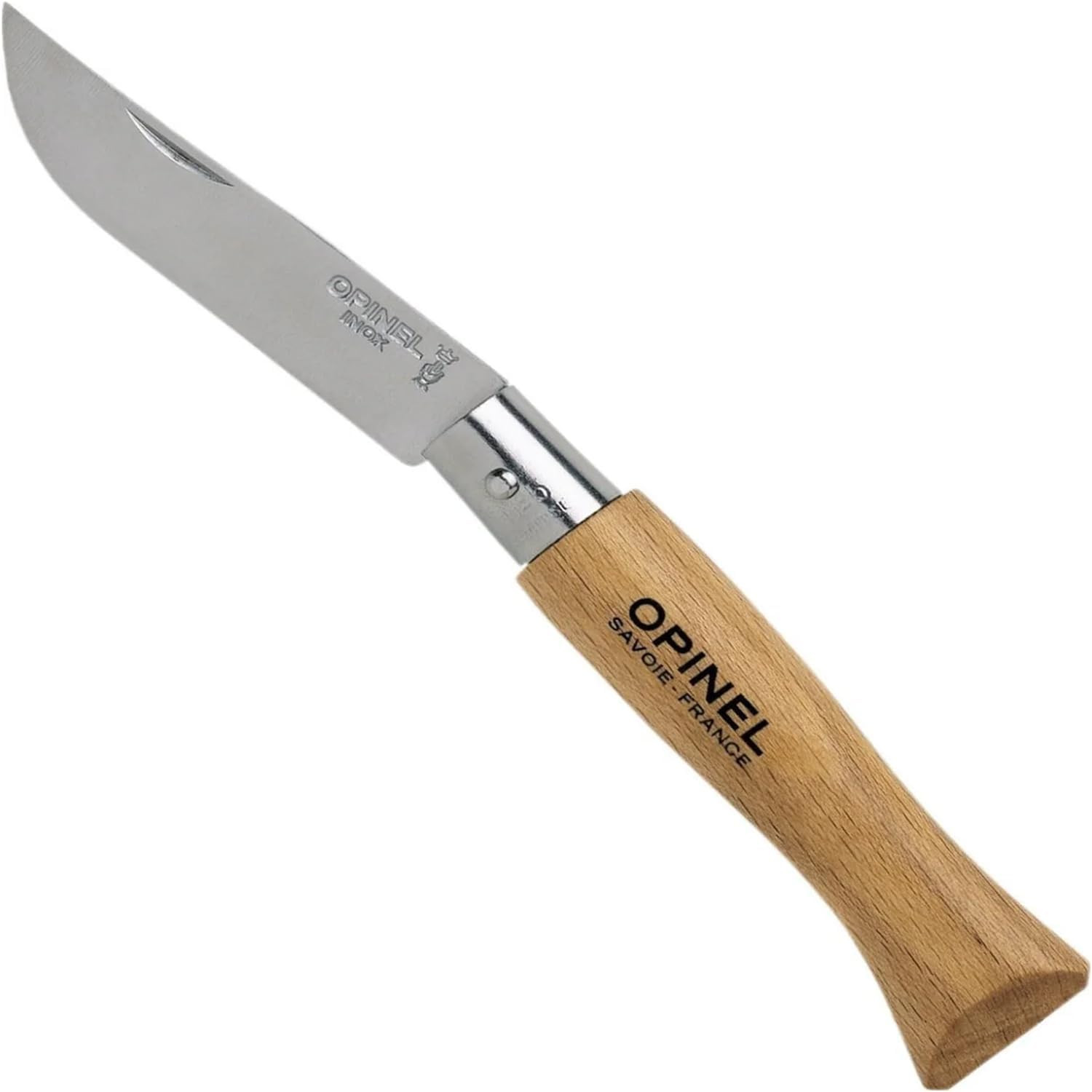Stainless Steel Inox Folding Knife with Beechwood Handles Sizes No.02 to No.05