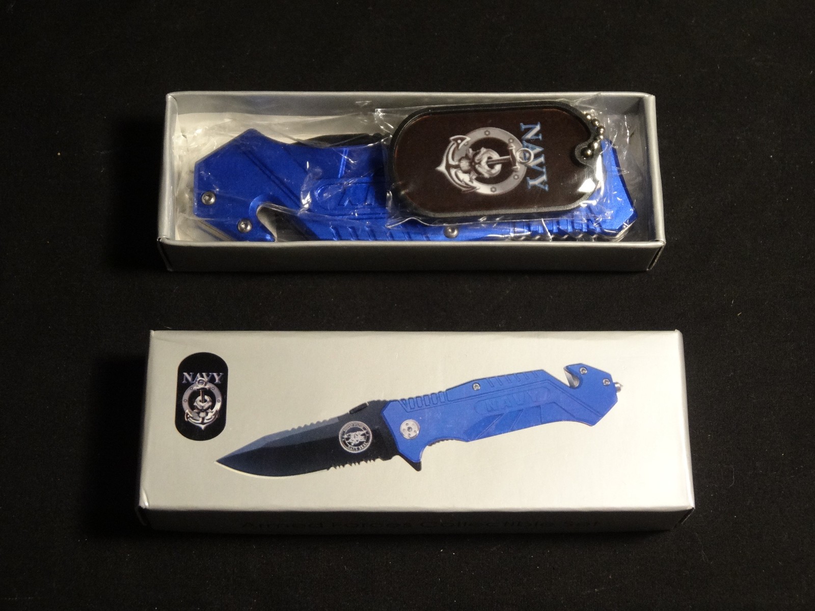 United States Navy Seal YC-501N Tactical Folding Knife With Dog Tag