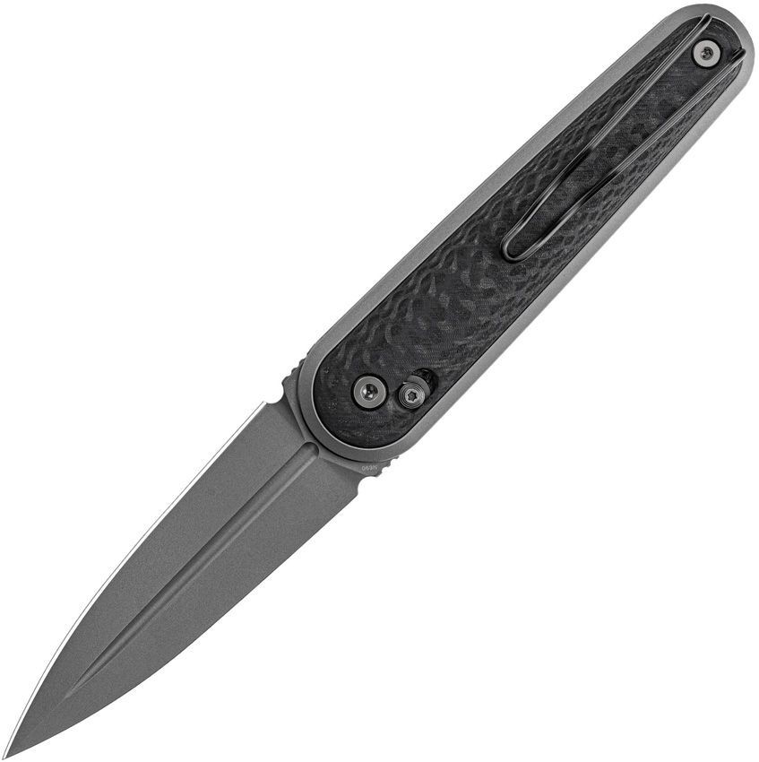SRM Knives Twin 251MB Folding Dagger 3″ Gray Bohler N680 Steel Blade CF Handle