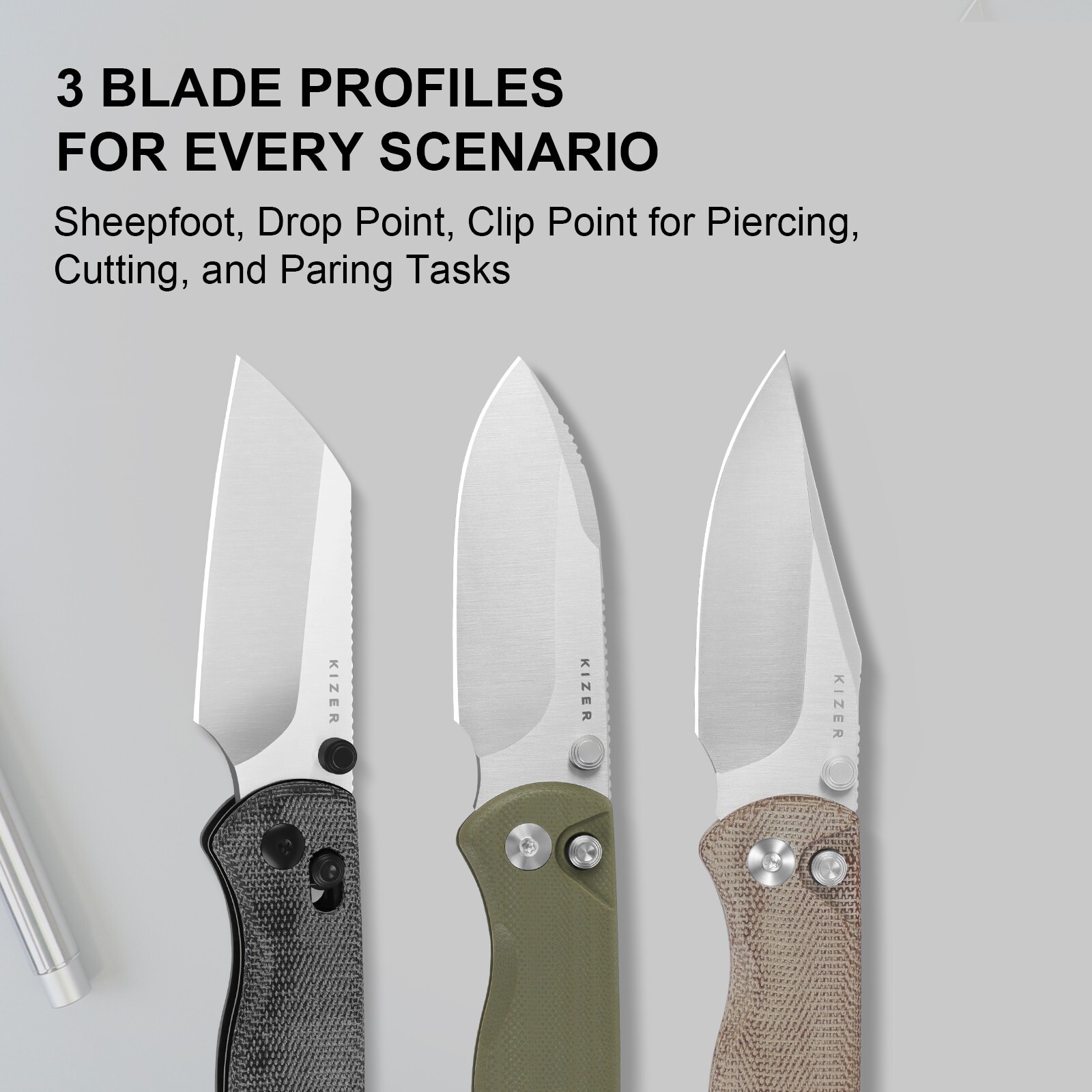 Kizer Drop Bear 2 Folding Pocket Knife Nitro-V Blade Micarta Handle V3619.2KS1