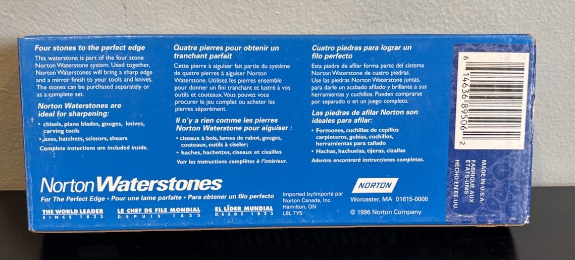 Norton Waterstones Single Grit 1000 8″ x 3″ x 1″ Unused Open Plastic