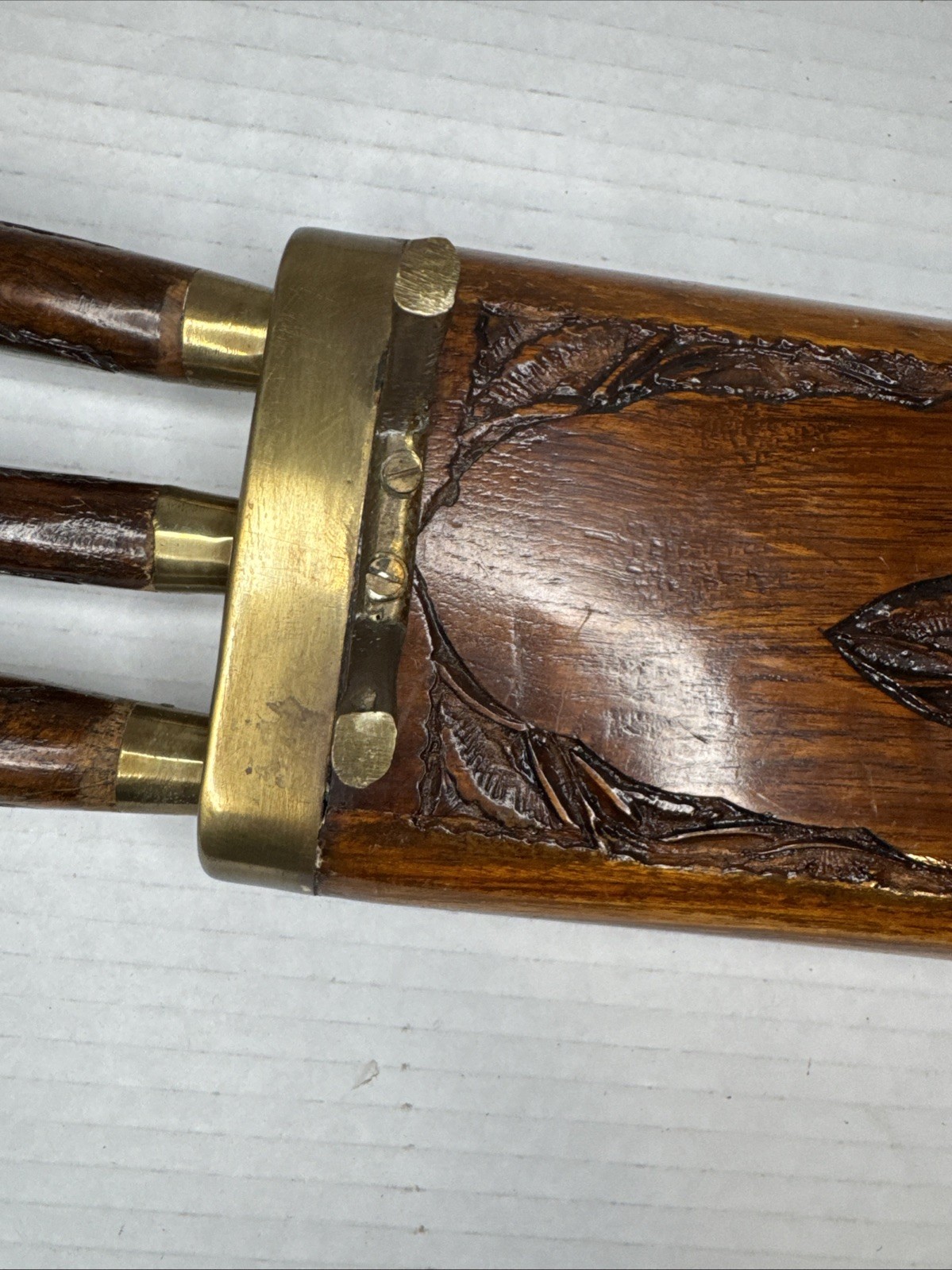 Antique India Carved Wood And Brass￼Knife Set Of 6