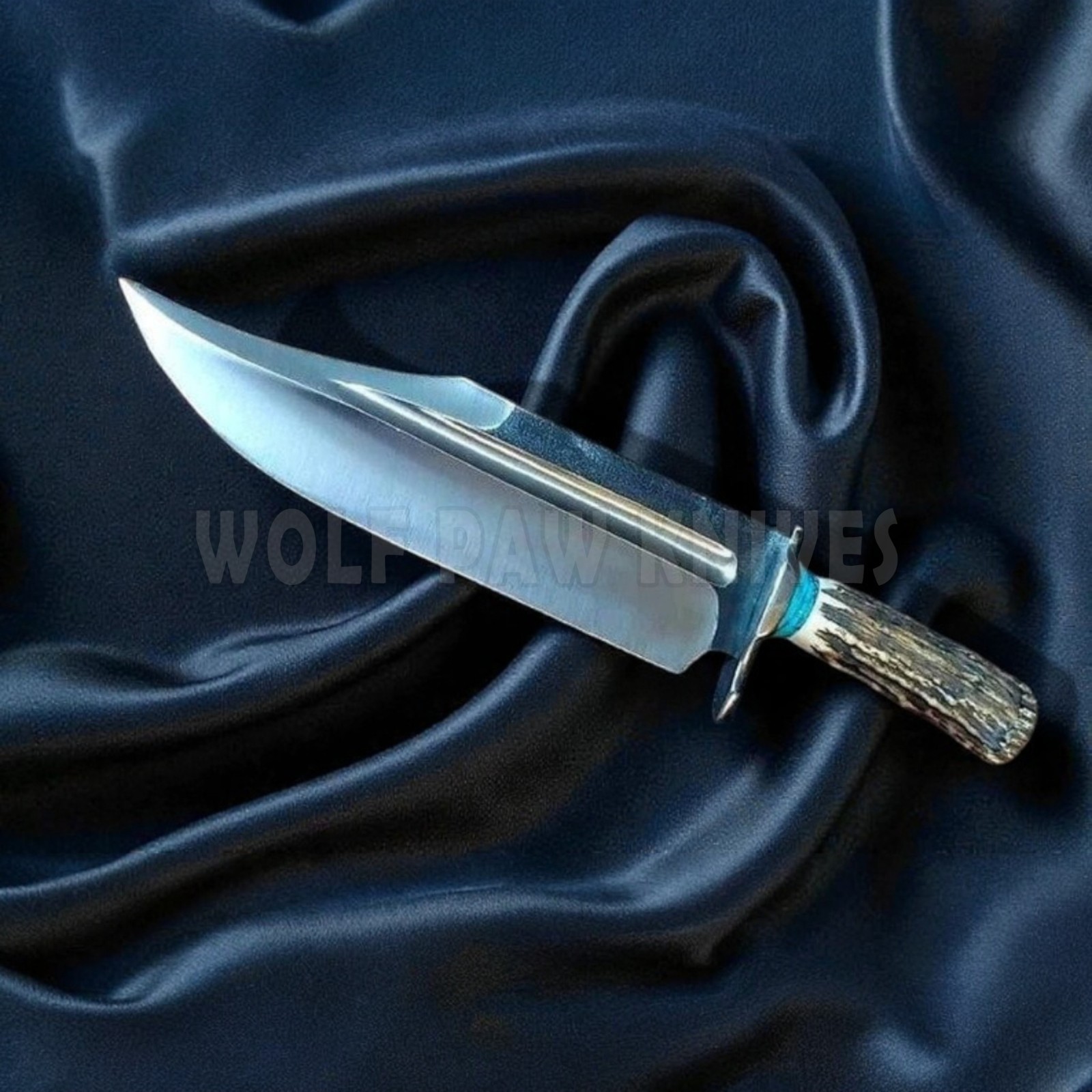Handmade Hunting Bowie Knife | D2 Steel Blade with Stag Antler Duty Paid USA