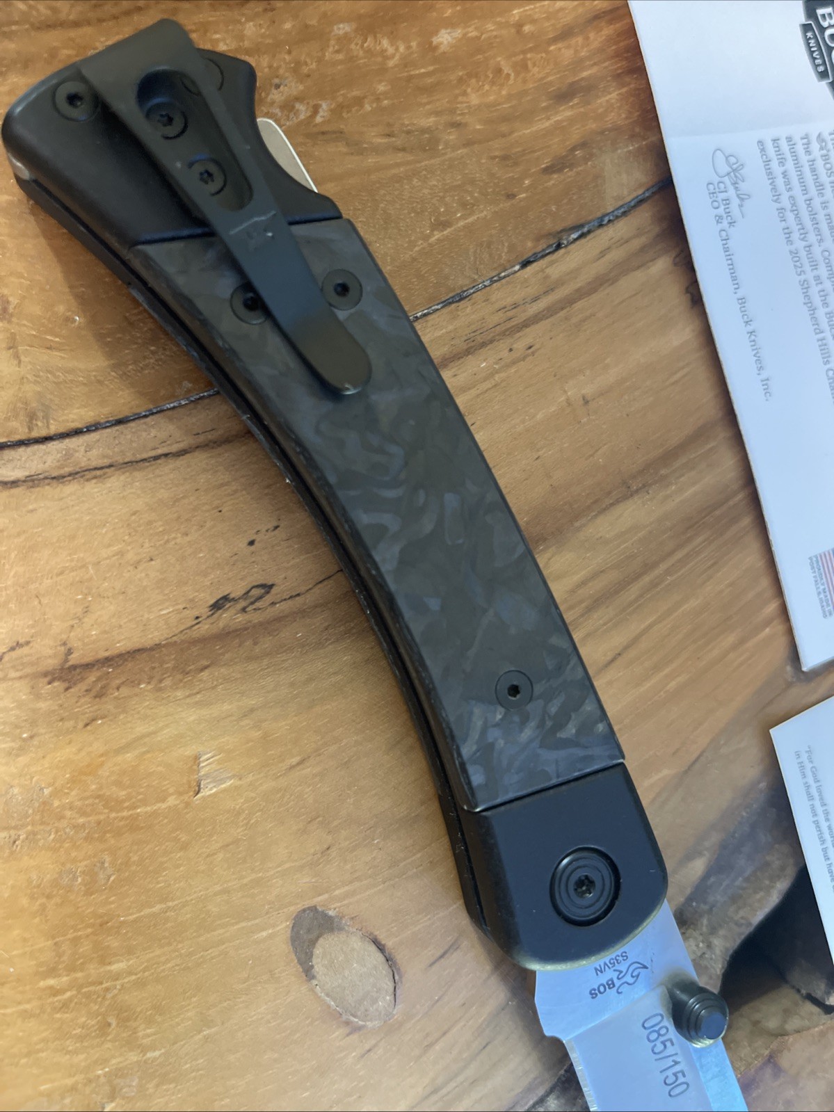 CJ BUCK Signed 110 Knife 2025 CARBON FIBER Sport Hunter USA S35VN BOS 1/150 Pro