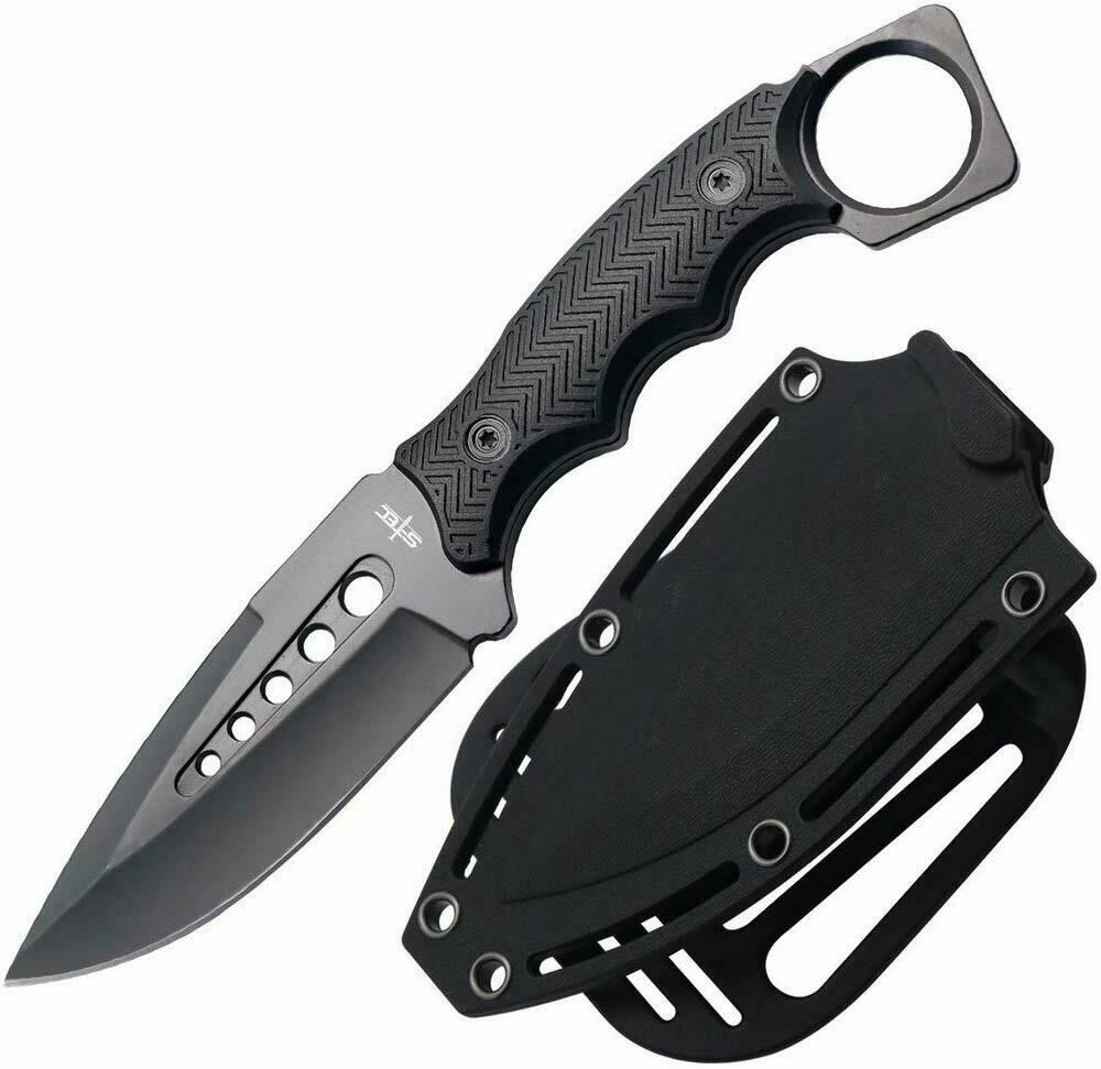 9″ Tactical Knife w/ Kydex Style Sheath Razor Sharp Full Edge Full Tang Blade