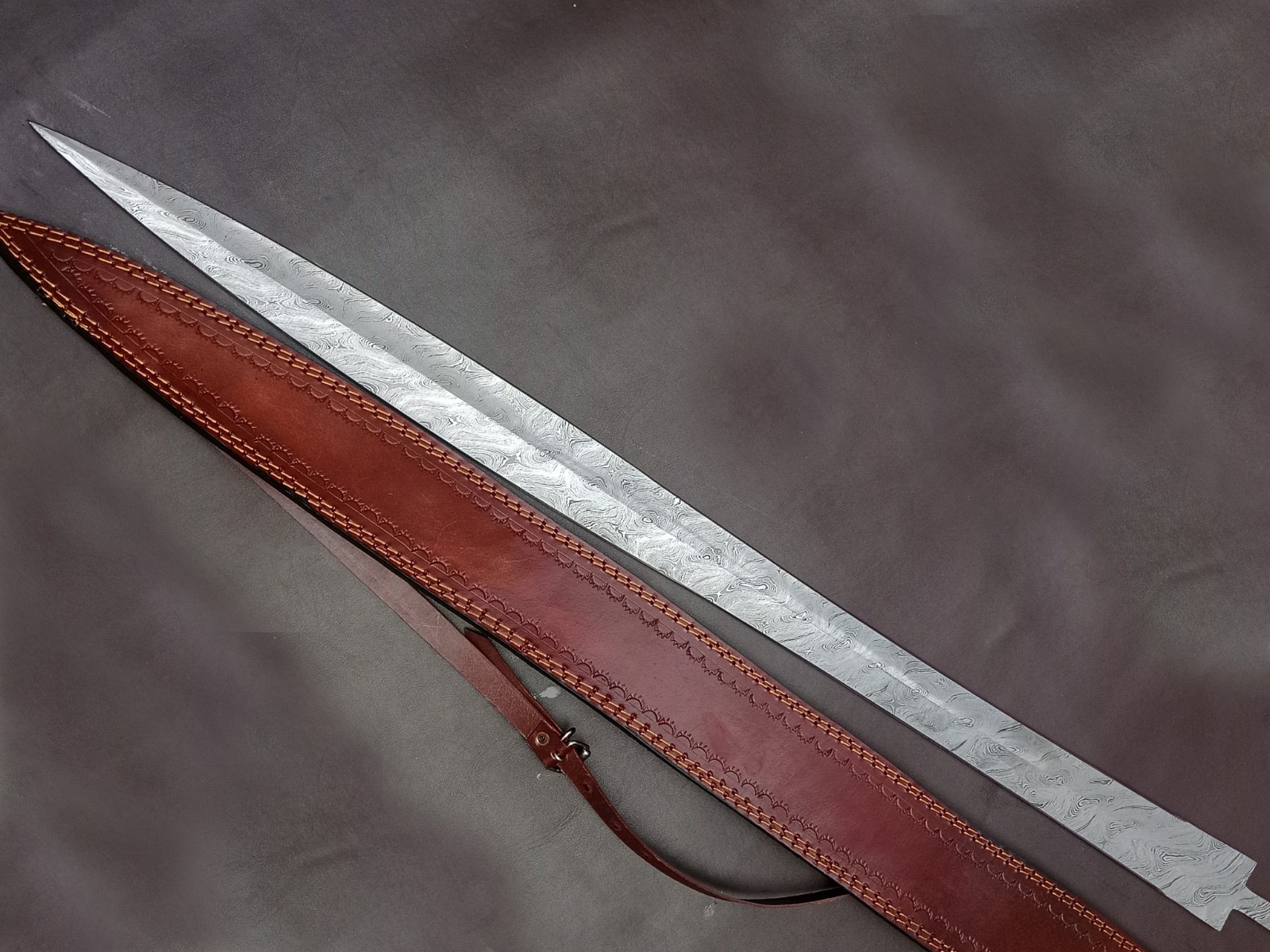 44 inch Custom Hand Forged FULL TANG Damascus Sword Blank Blade Knife Making