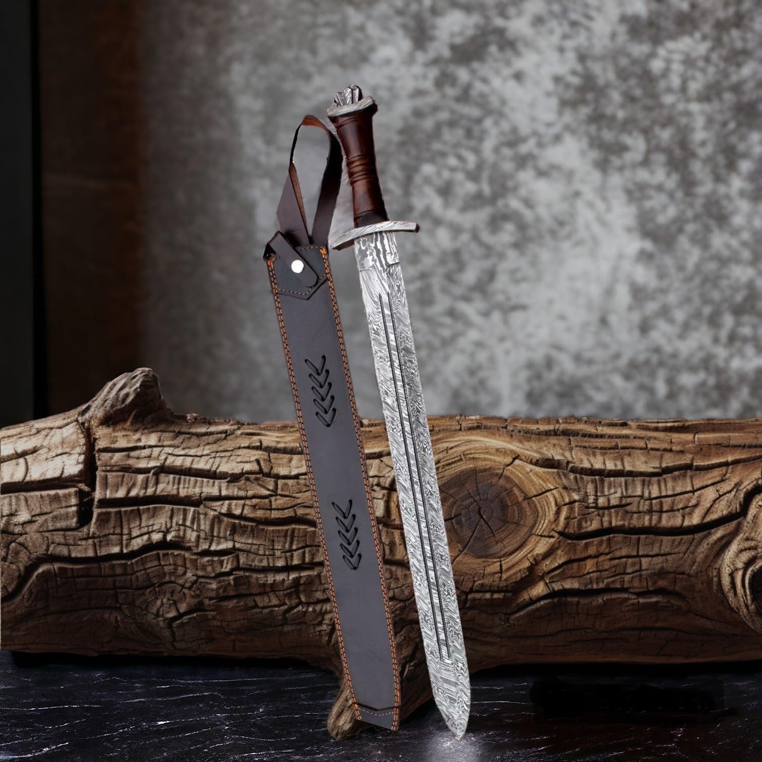 Wilson Roy Hand Forged Damascus Steel Swiss Dagger Sword Viking Gladius Double