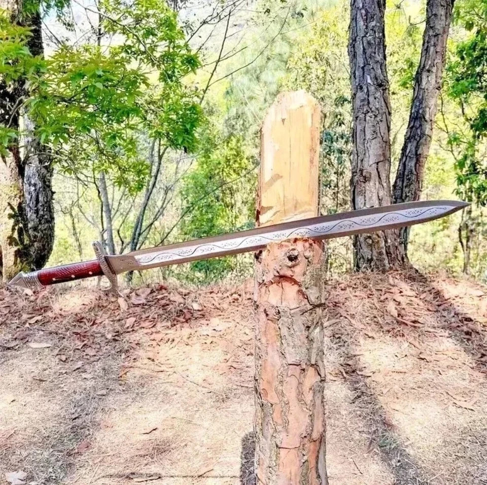 34″ Long Medieval Viking Sword | Handmade Carbon Steel Blade | Hunting | Camping