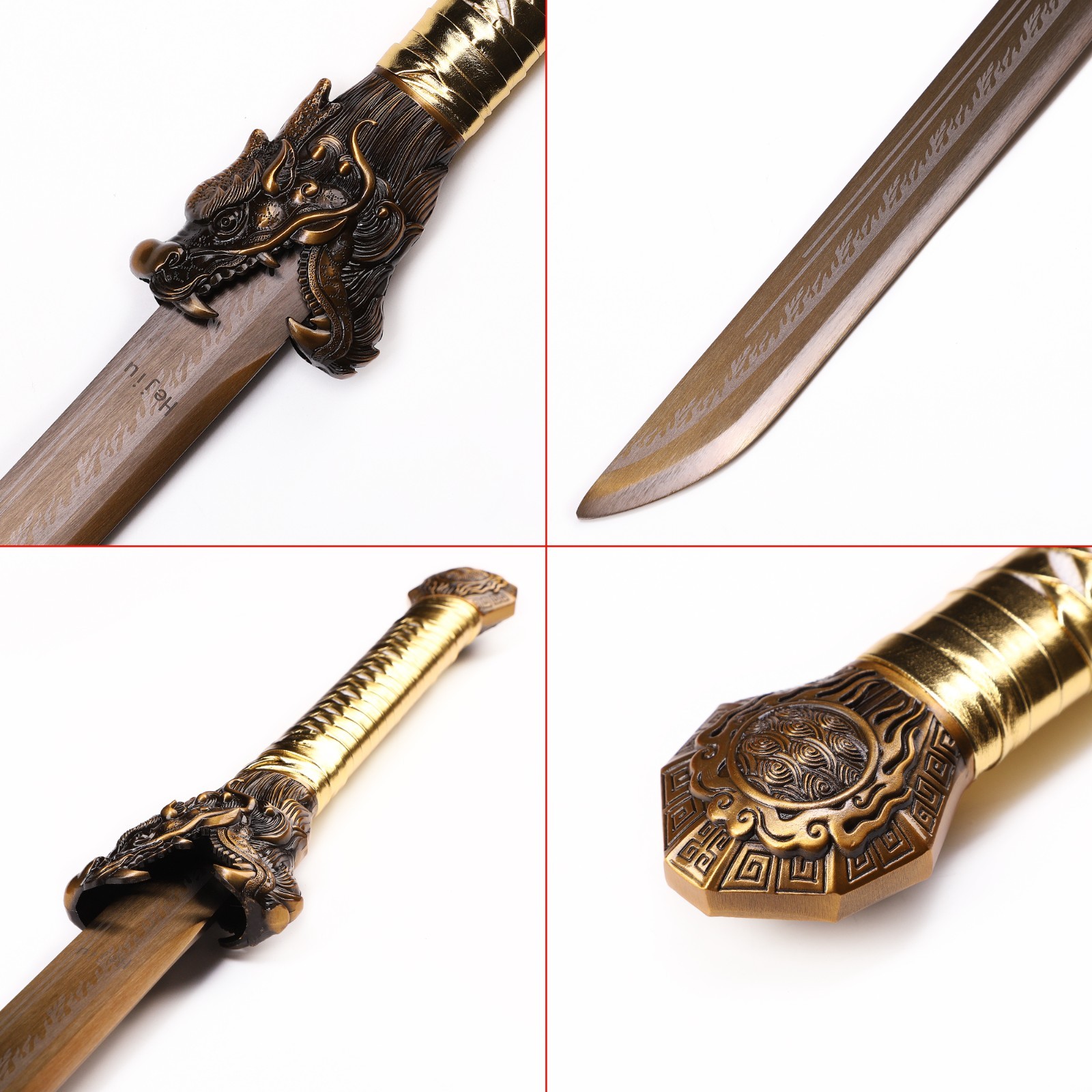 Golden Dragon Sword, Engraved Pattern Decorated Sword, 1060 High Carbon Steel