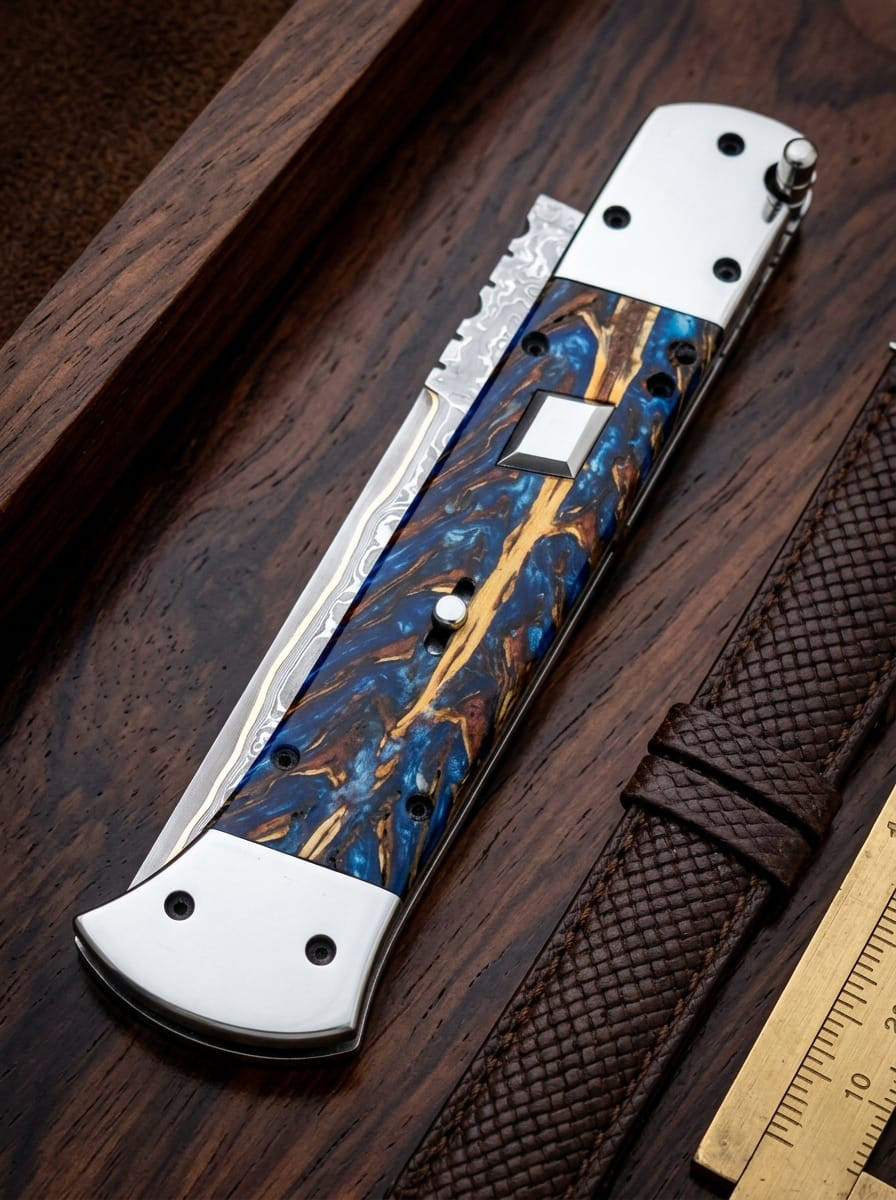 Folding Borkerr Style Pocket Knife Unique Damascus Pattern Handmade EDC &gifting