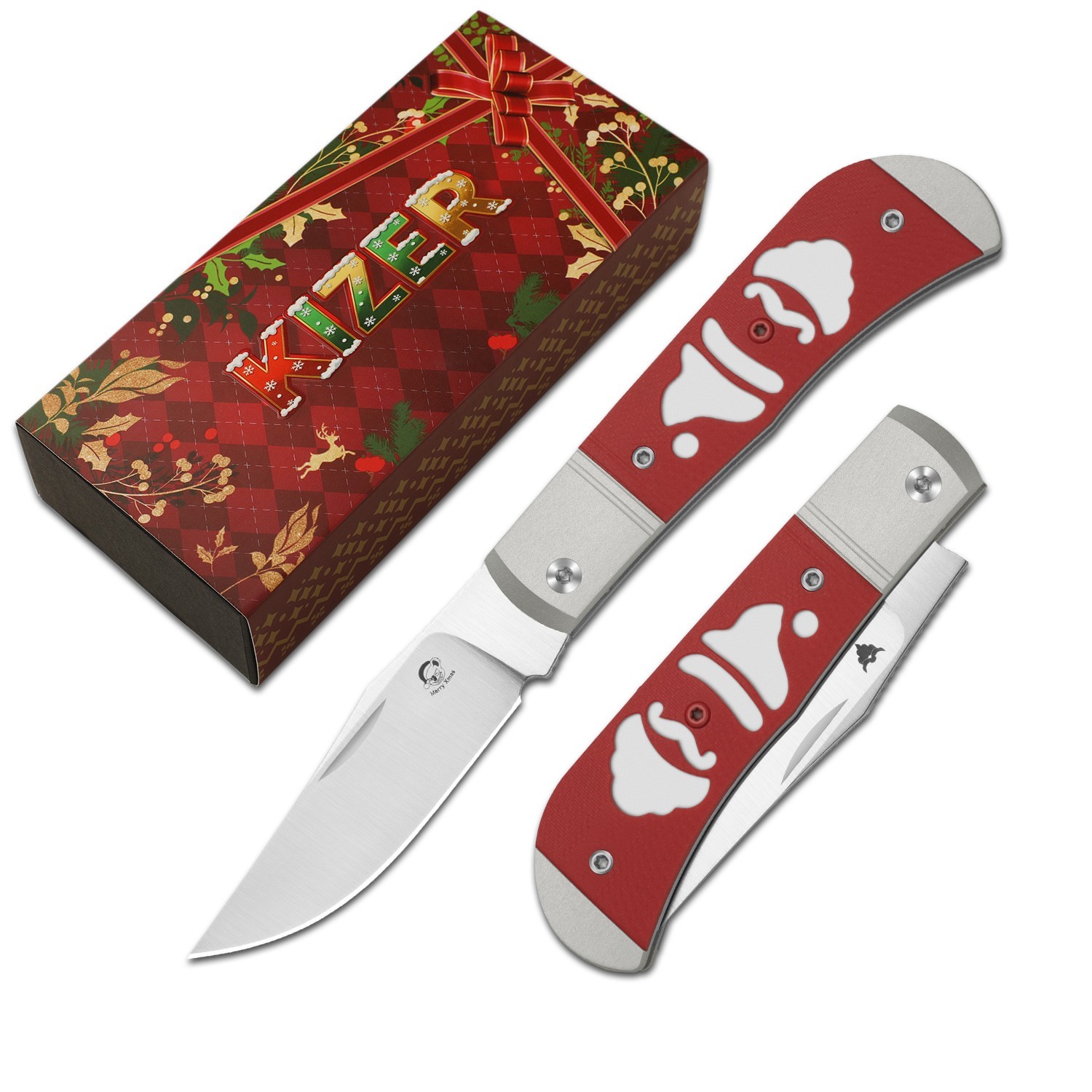 Kizer Trestle Christmas Folding Pocket Knife 14C28N Blade Aluminum & G10 Handle