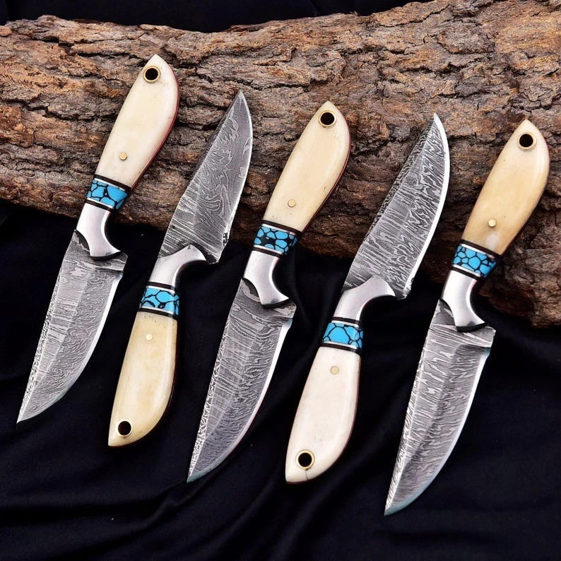 Custom Handmade Damascus Steel Lot Of 10 Skinner Knife USA IMPORT TEX PAID