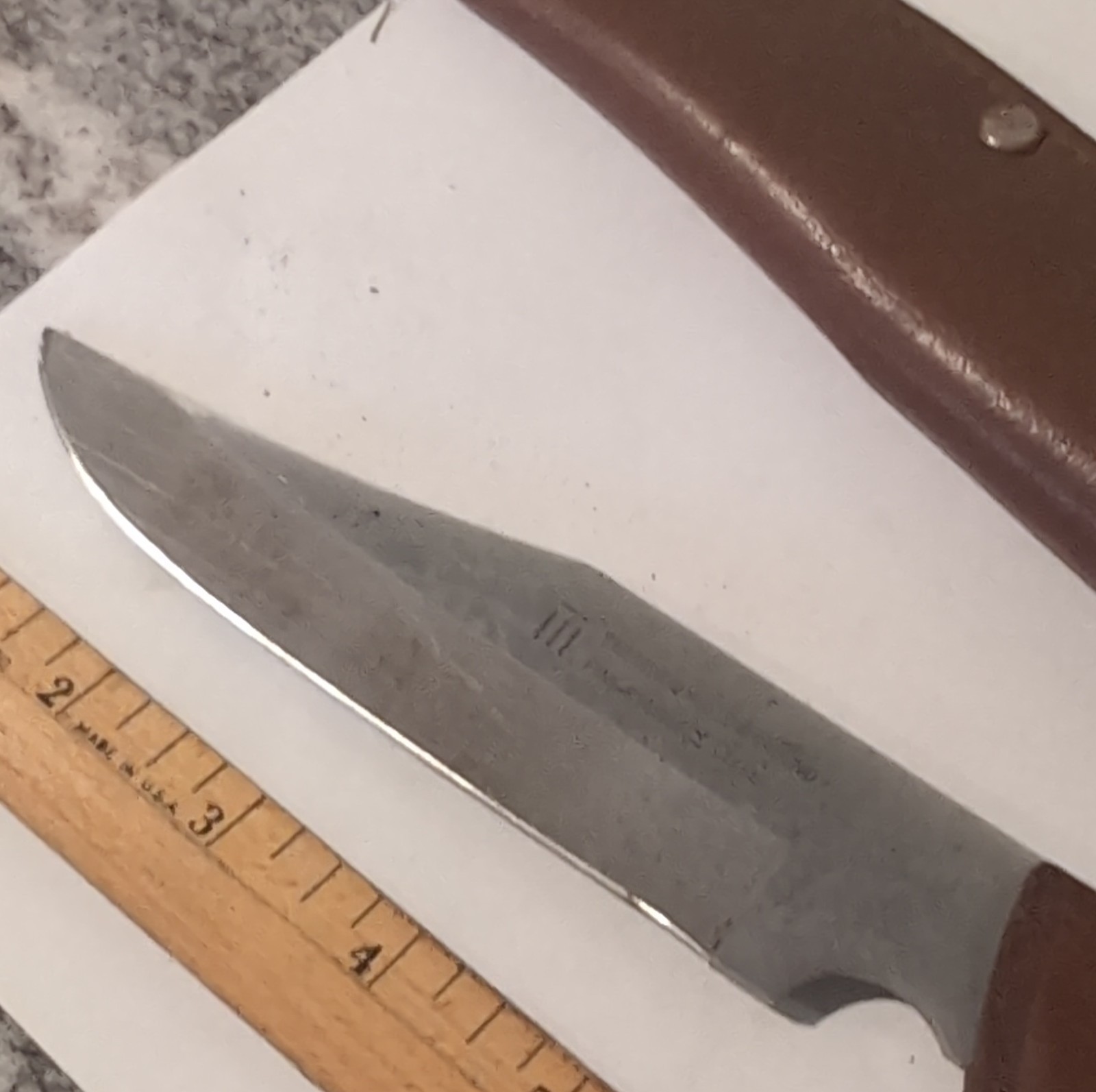 Stainless Steel Clip Point Hunting Knife, Wood Handle, Over 5in Blade, Sheath