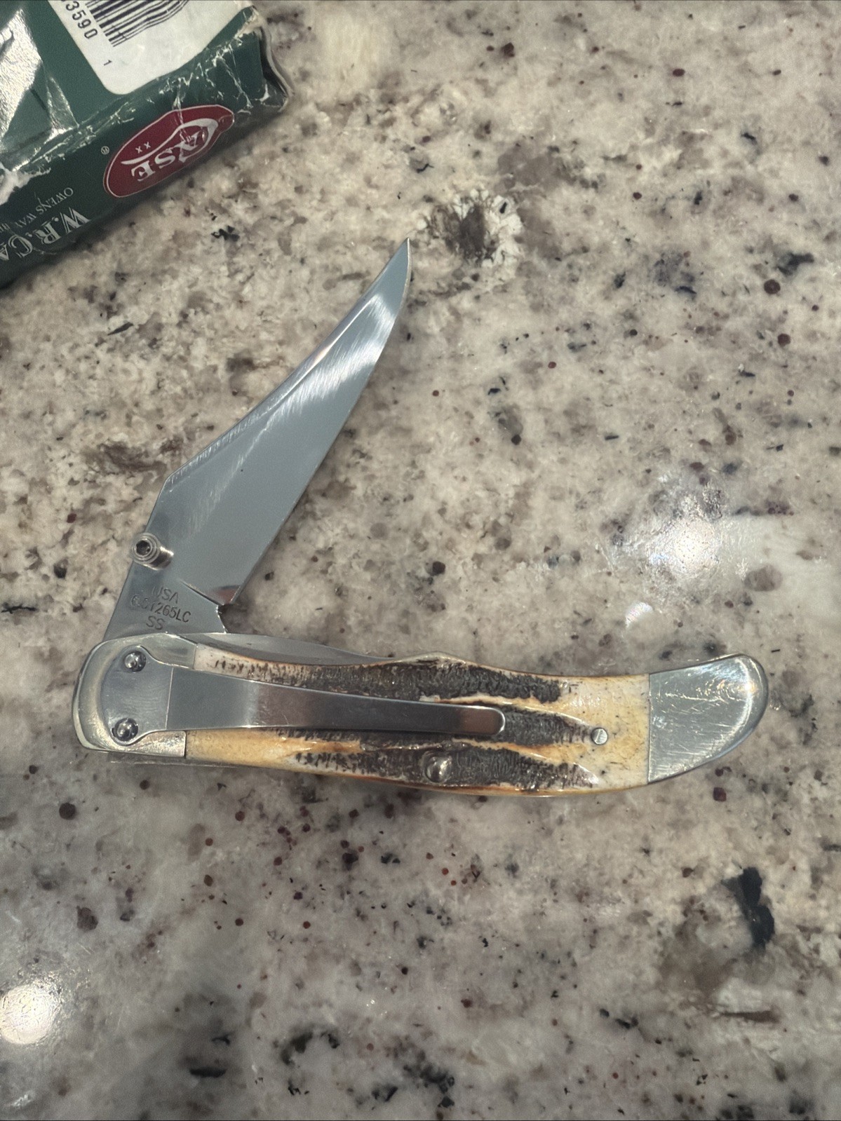 CASE XX 2003 61265LC SS BONE STAG MID FOLDING HUNTER KNIFE MINT W/ ORIGINAL BOX
