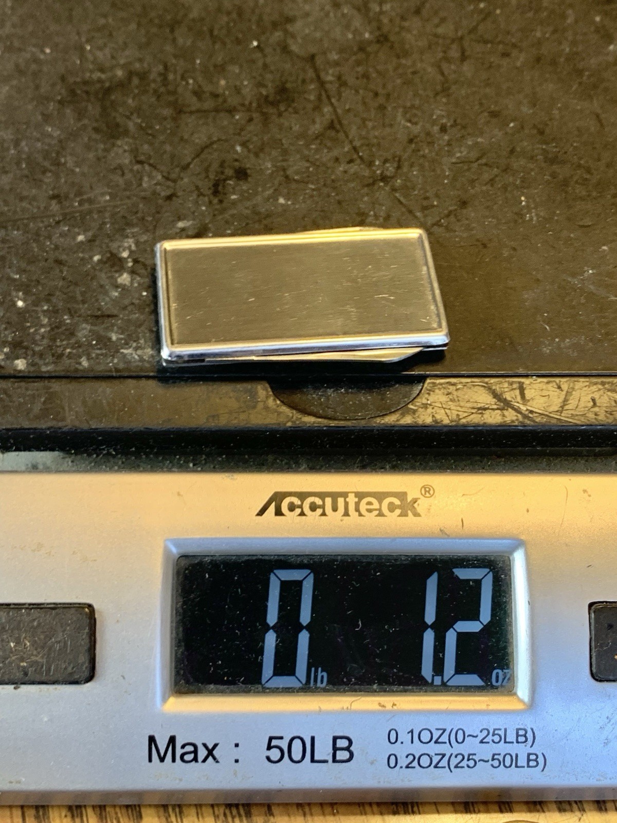 Vintage Stainless Steel Money Clip, w/Knife & Mail File & Polished Mirror Back