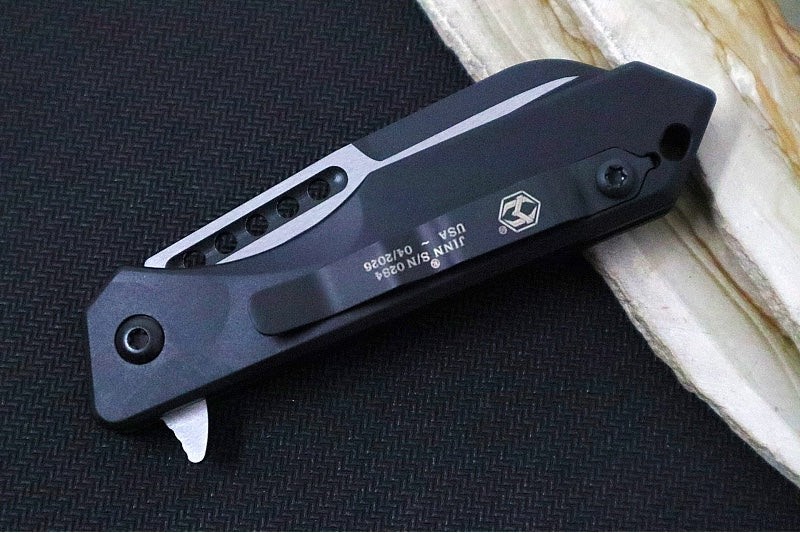 Heretic Knives Jinn Flipper – Black Anodized Aluminum Handle / Two-Toned Finish