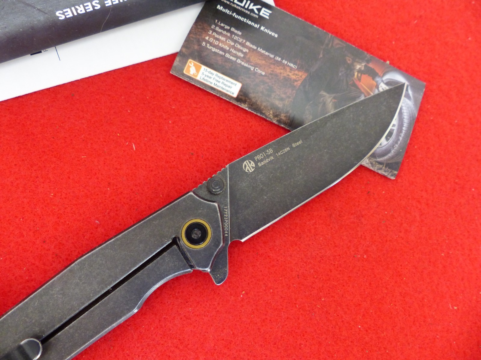 RUIKE P801 Frame Lock Knife Stainless Steel (3.5″ Black Stonewash) P801-SB NEW