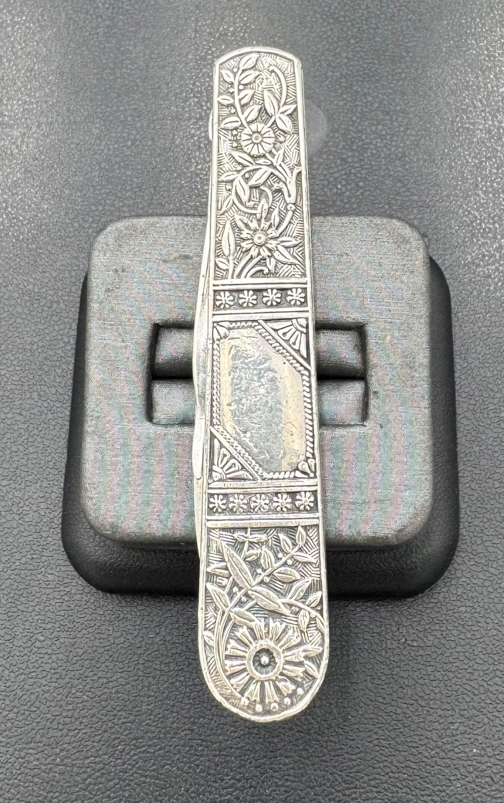Antique Victorian w/ Engraved Handle Folding Sterling Silver Fruit Knife 5.5″