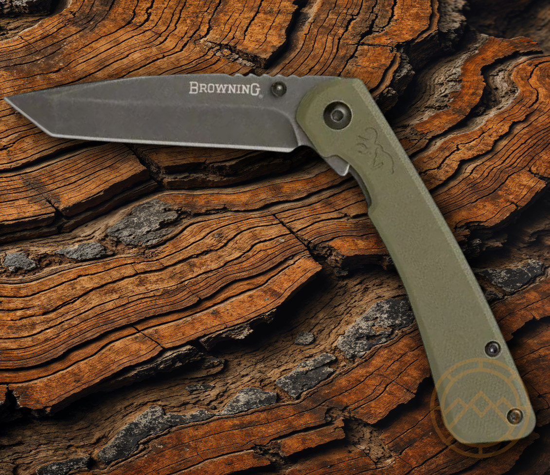 Browning Branded Rock Folding Knife 3″ 7Cr17MoV Steel Blade G10/Stainless Handle