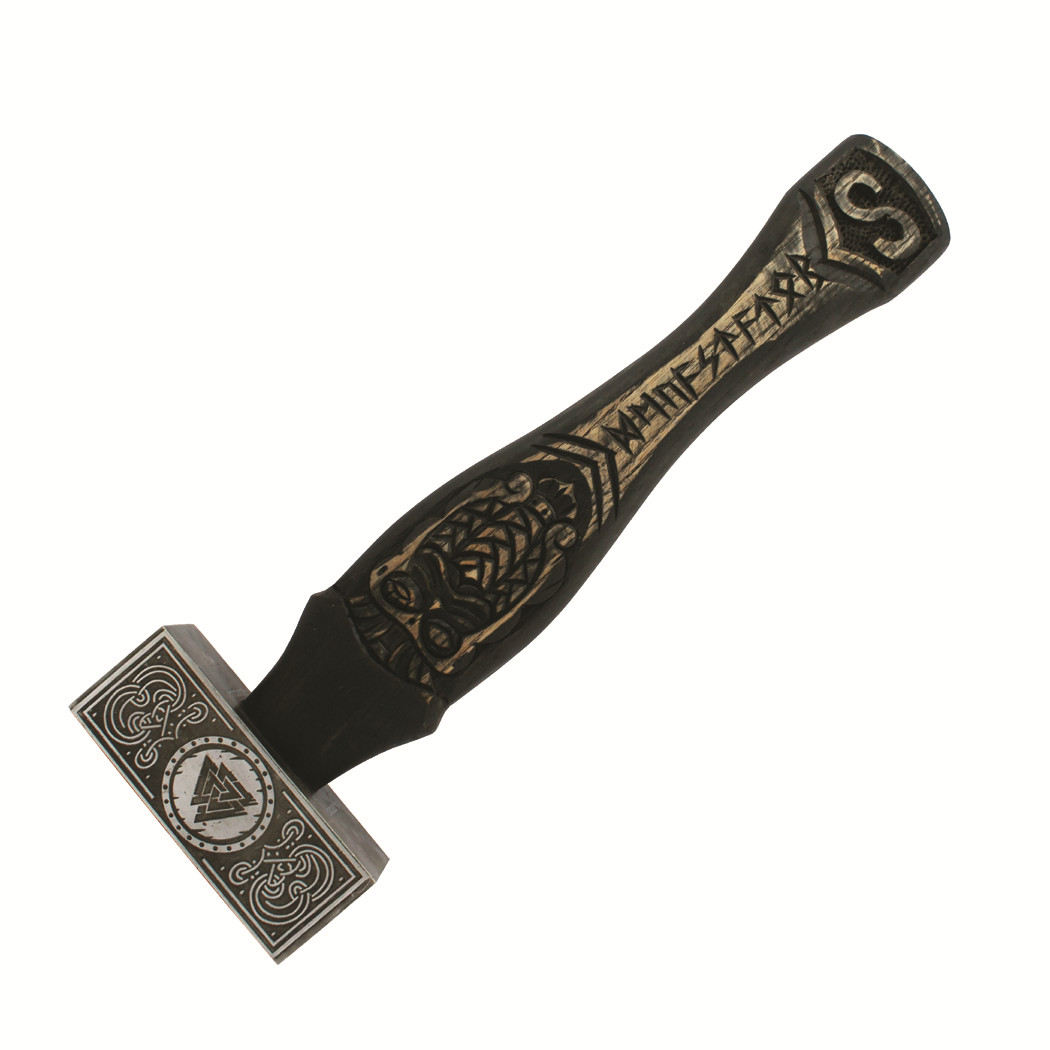 TheBoneEdge 15″ Handmade Viking Forging Decorative Hammer Engraved Wood Handle