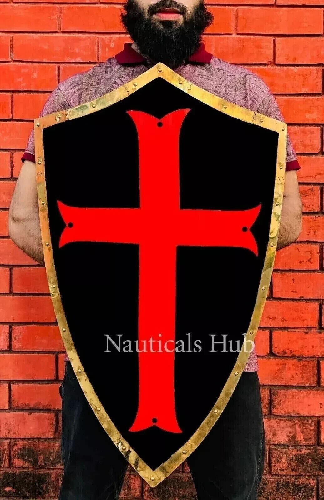 Medieval Templar Knight Red Cross Battle Cosplay Reproduction armor shield